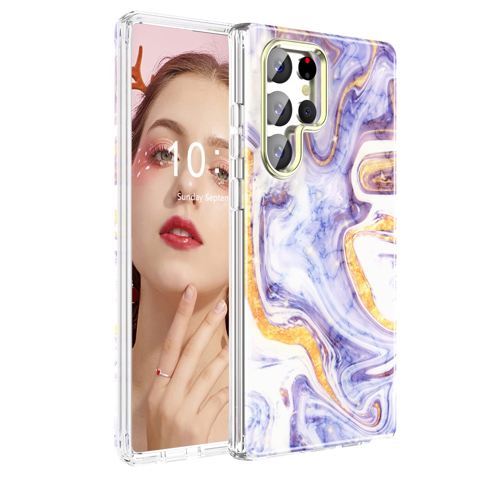 Dakorie For Samsung Galaxy S23 Ultra Case Marble Slim Shockproof Protective Case Shiny Hard Pc Soft Silicone Cover For S23 Ultra