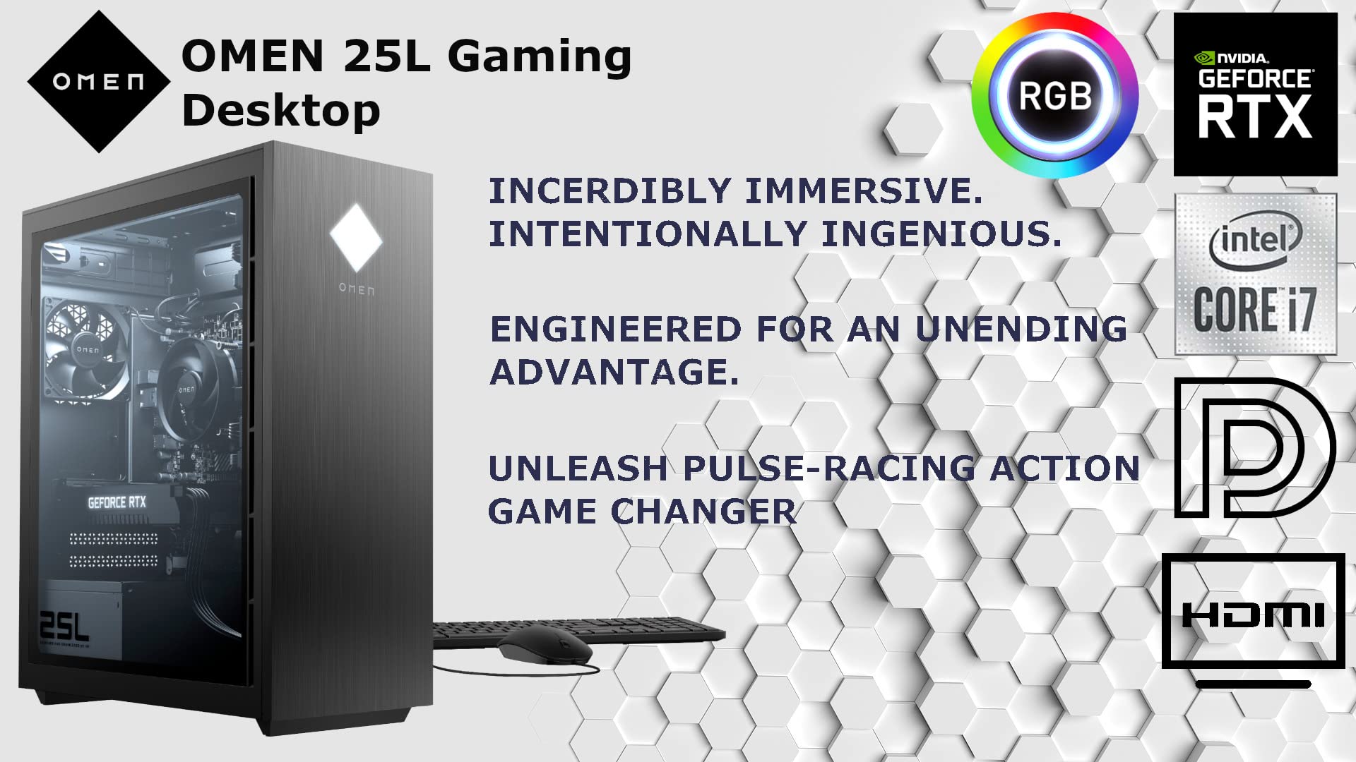 Hp Omen 25L Gaming Desktop Pc, Intel Core I7-10700 Octa-Core Processor, Rtx 2060 Super, 16Gb Ram, 2Tb Nvme Ssd, Rgb Air Cooling,
