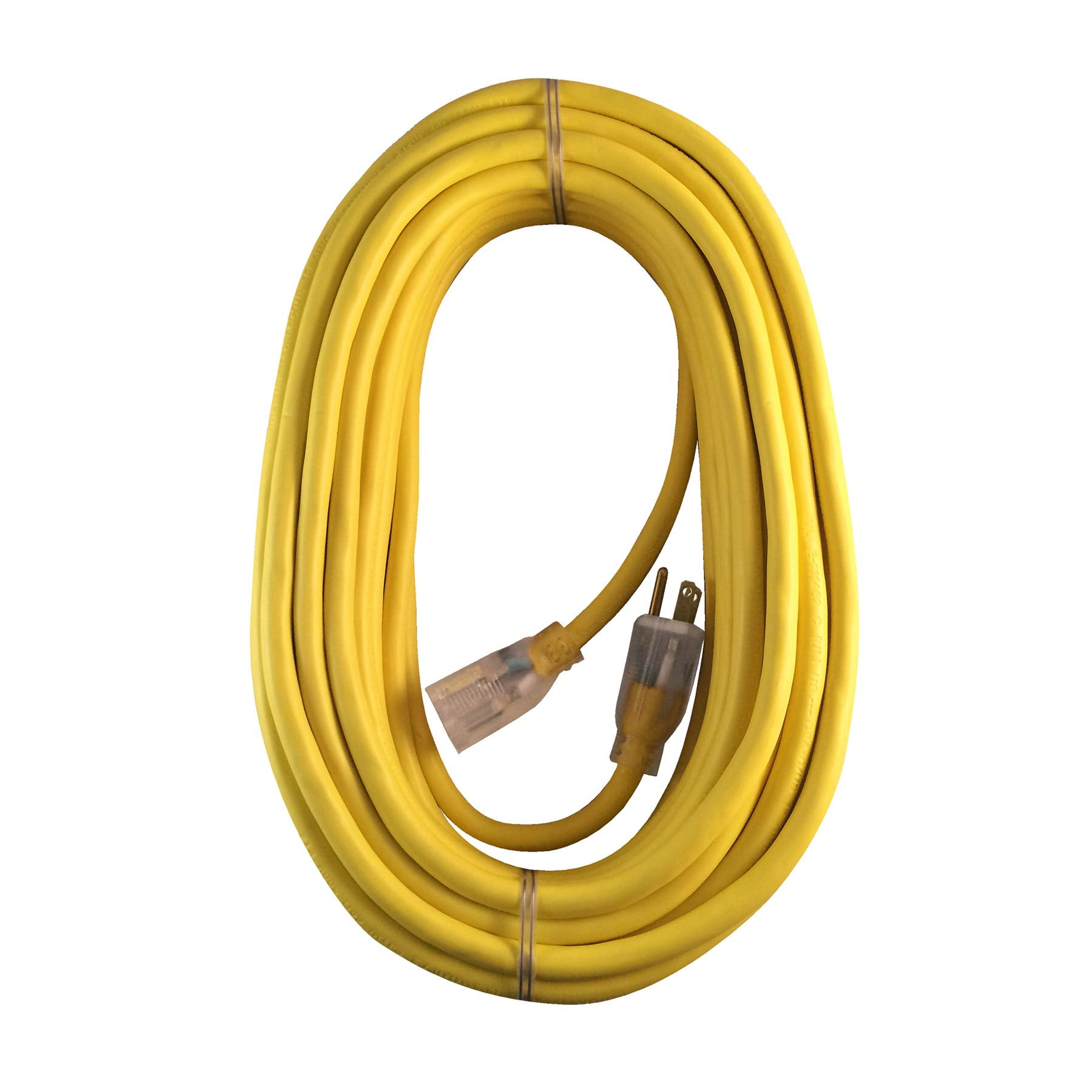 U.S. Wire 25 Ft. Power On Illuminated Plug Temp Flex 35 Cord, Yellow, 300V, Sjtw A 12/3