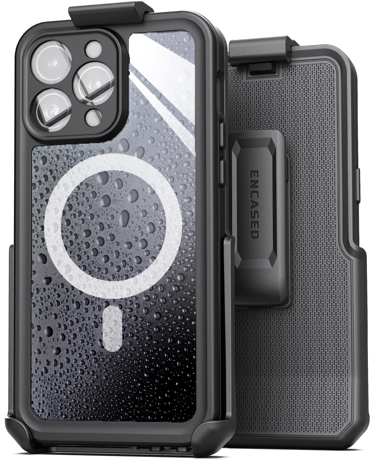 Encased Titan Designed For Iphone 15 Pro Max Waterproof Case With Belt Clip (Compatible With Magsafe) Full Body Protective Phone