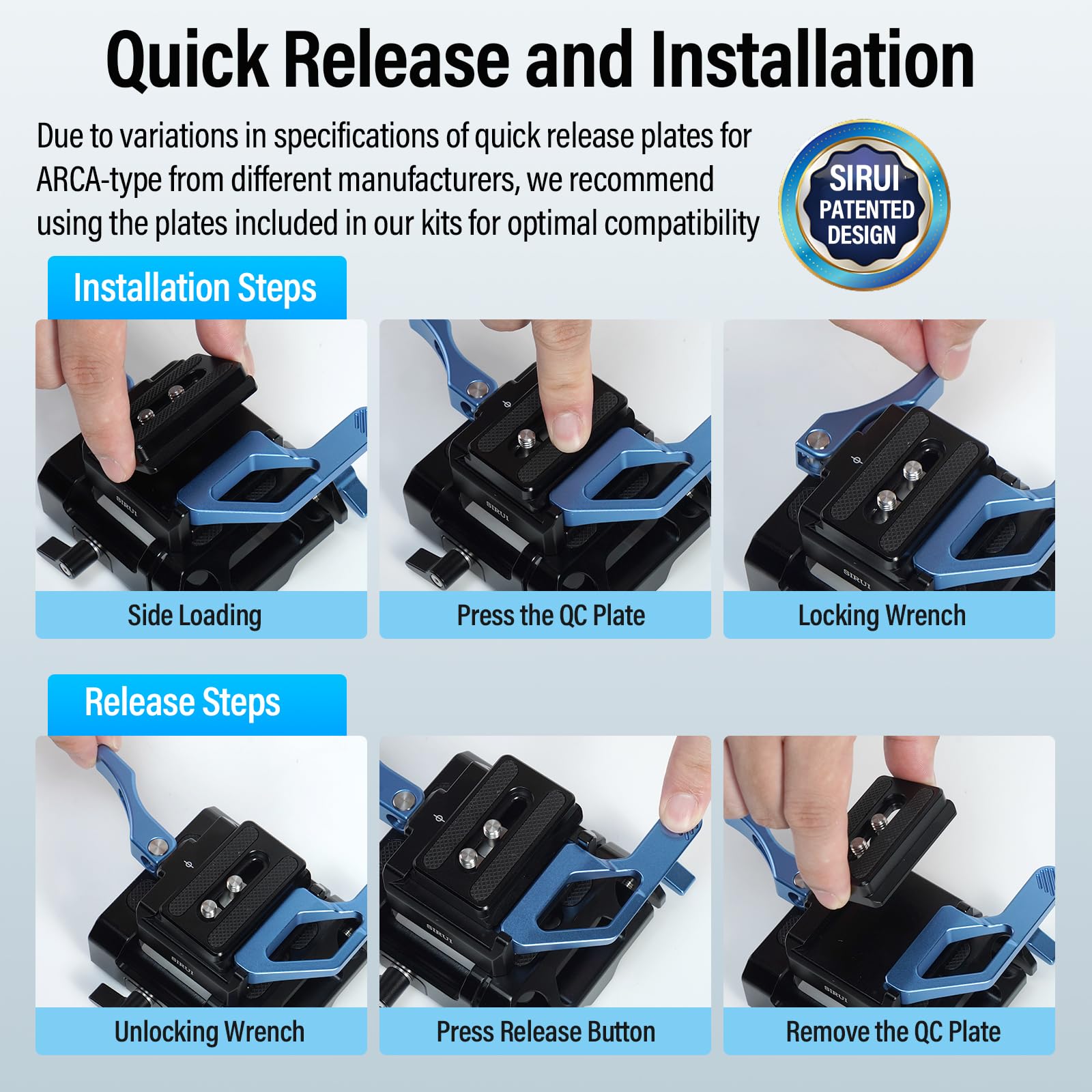 Sirui Universal Camera Baseplate With Dual 15Mm Rod Rail Clamps, Base Plate With Quick Release Plate For Tripod, Shoulder Rig, Follow Focus, Sc Bp