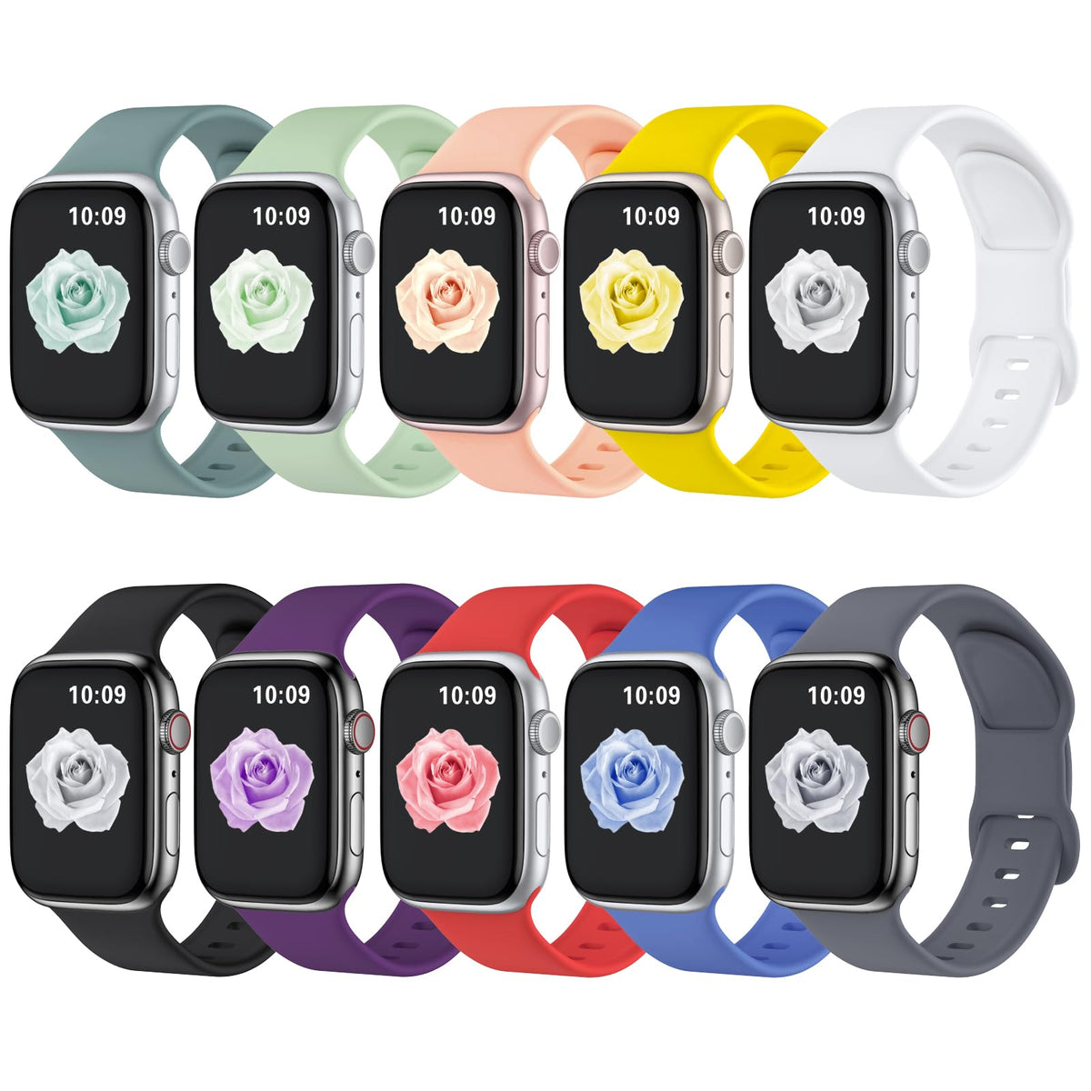 Compatible With Apple Watch Bands For Women 46Mm 45Mm 44Mm 49Mm 42Mm 41Mm 40Mm 38Mm Men, Silicone Sport Strap For Apple Watch Se