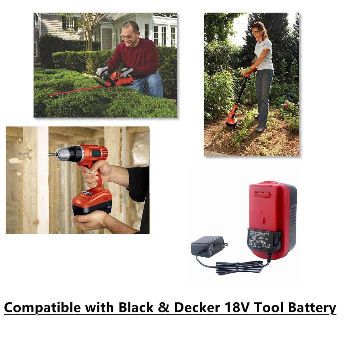 Biswaye 9.6V 18V Multi Volt Battery Charger Compatible With Black & Decker 18V 14.4V 12V 9.6V Nicd Nimh Battery Hpb18 Ope Hpb18