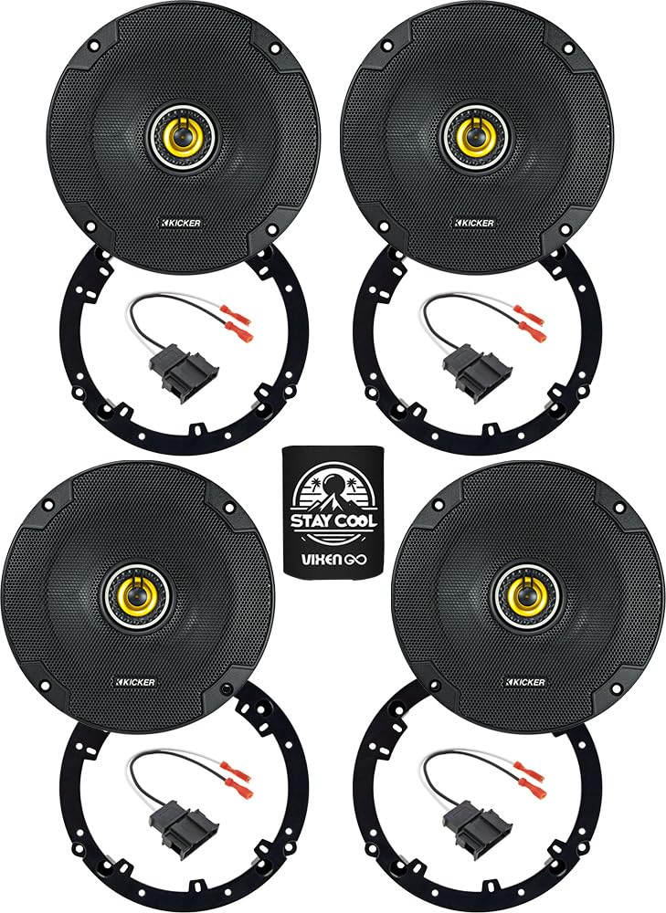 KICKER Front and Rear Door 6.5 Speakers Kit for Volkswagen Jetta 2011-2023 Upgrade Kit - 2 Pairs of CS Series 6 1/2 Inch Coaxial