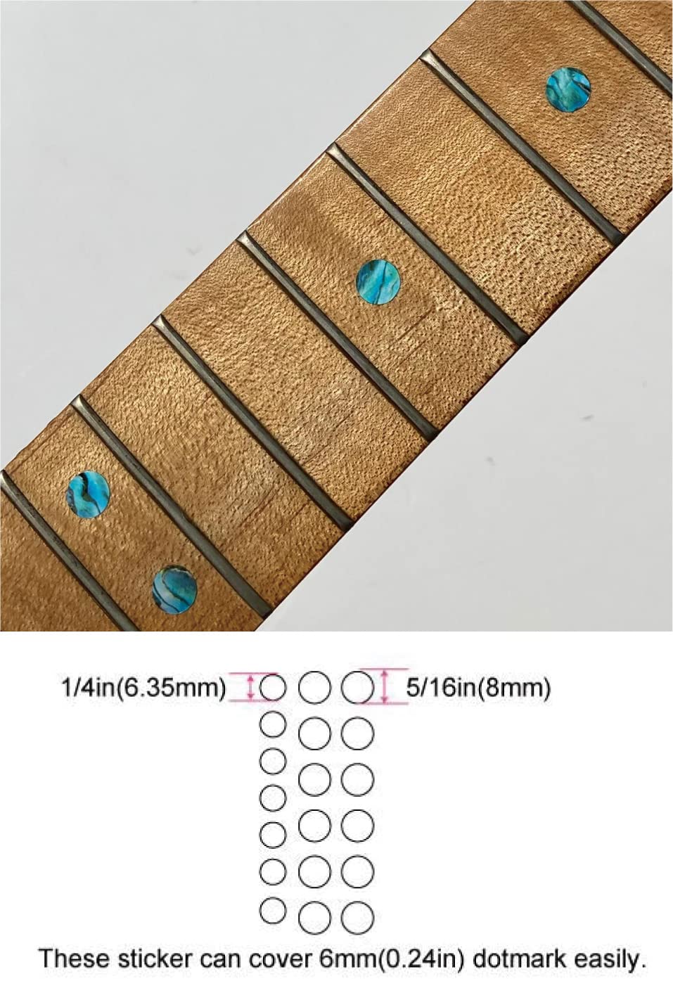 Inlay Sticker Fret Markers For Guitars & Bass   Custom Dots   Abalone Blue