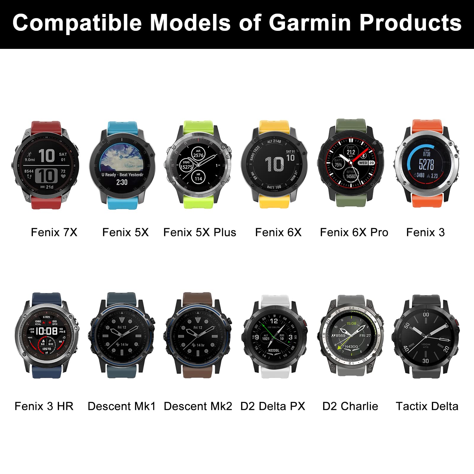 Overstep Compatible With Fenix 7X Band, 26Mm Width Soft Silicone Watch Strap For Garmin Fenix 5X/Fenix 5X Plus/Fenix 6X/Fenix 6X