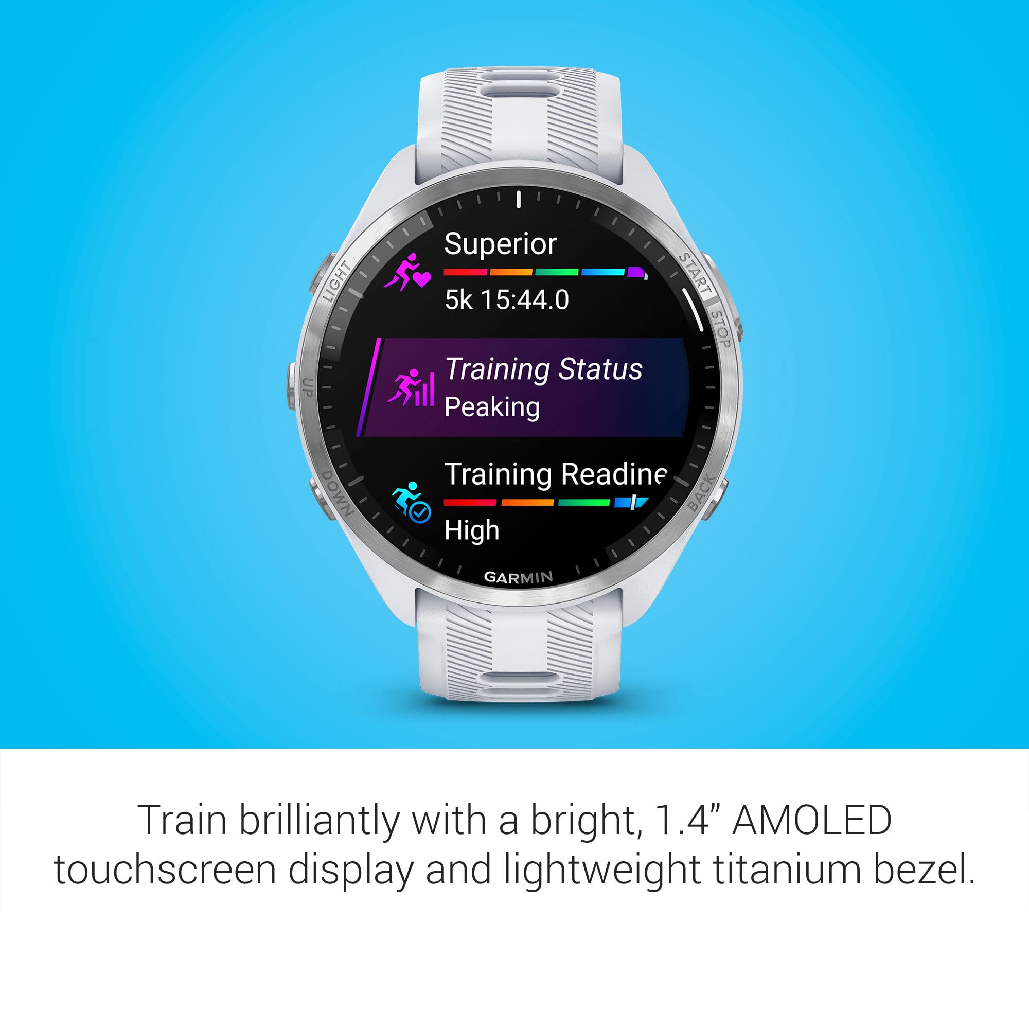 Garmin Forerunner 965 Running Smartwatch, Colorful Amoled Display, Training Metrics And Recovery Insights, Whitestone And Powder