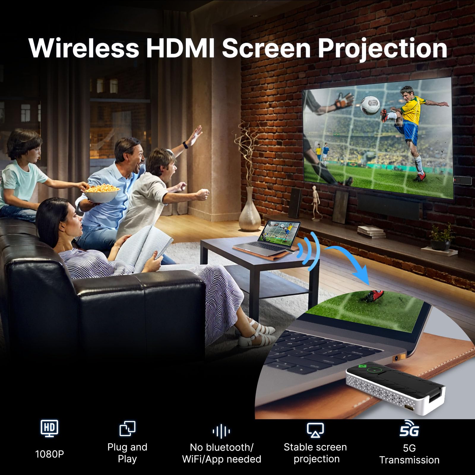 Wireless Hdmi Transmitter And Receiver,Wireless Hdmi Extender Kit,Plug And Play,131Ft 1080P Full Hd Wireless Extender Streaming