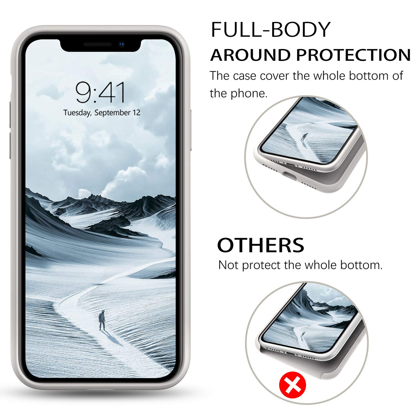 DUEDUE iPhone 11 Case Slim Shockproof Liquid Silicone Stone 6.1 inch