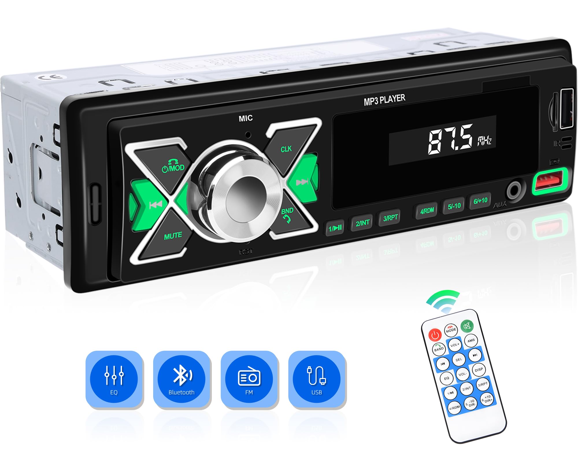 Camecho Single Din Car Stereo Bluetooth Audio Digital Media Receiver With Usb Port   Fm Radio, Mp3 Player, Eq, App Control, Mult