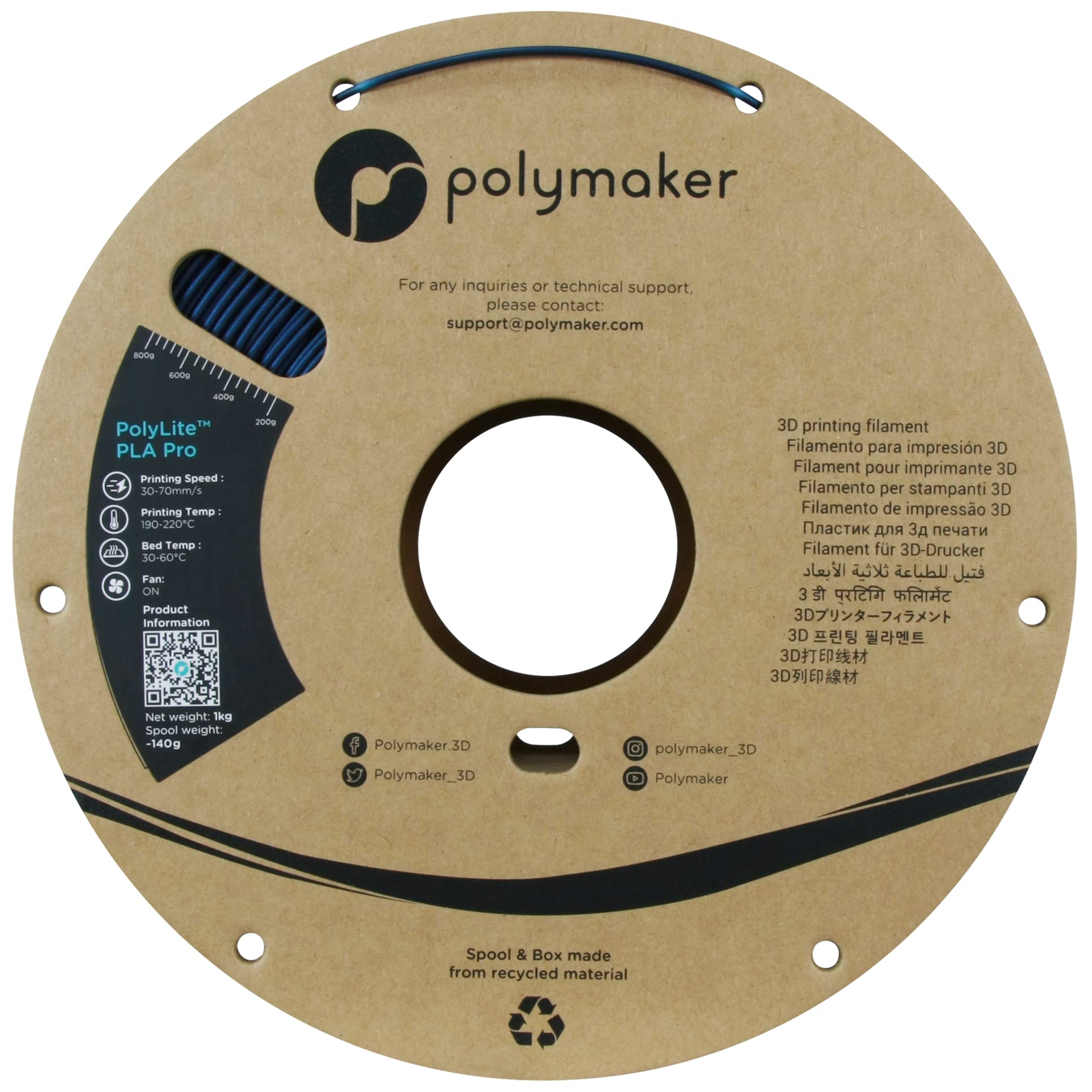 Polymaker Pla Pro Filament 1.75Mm Metallic Blue, Powerful Pla Filament 1.75Mm 3D Printer Filament 1Kg   Polylite 1.75 Pla Filame