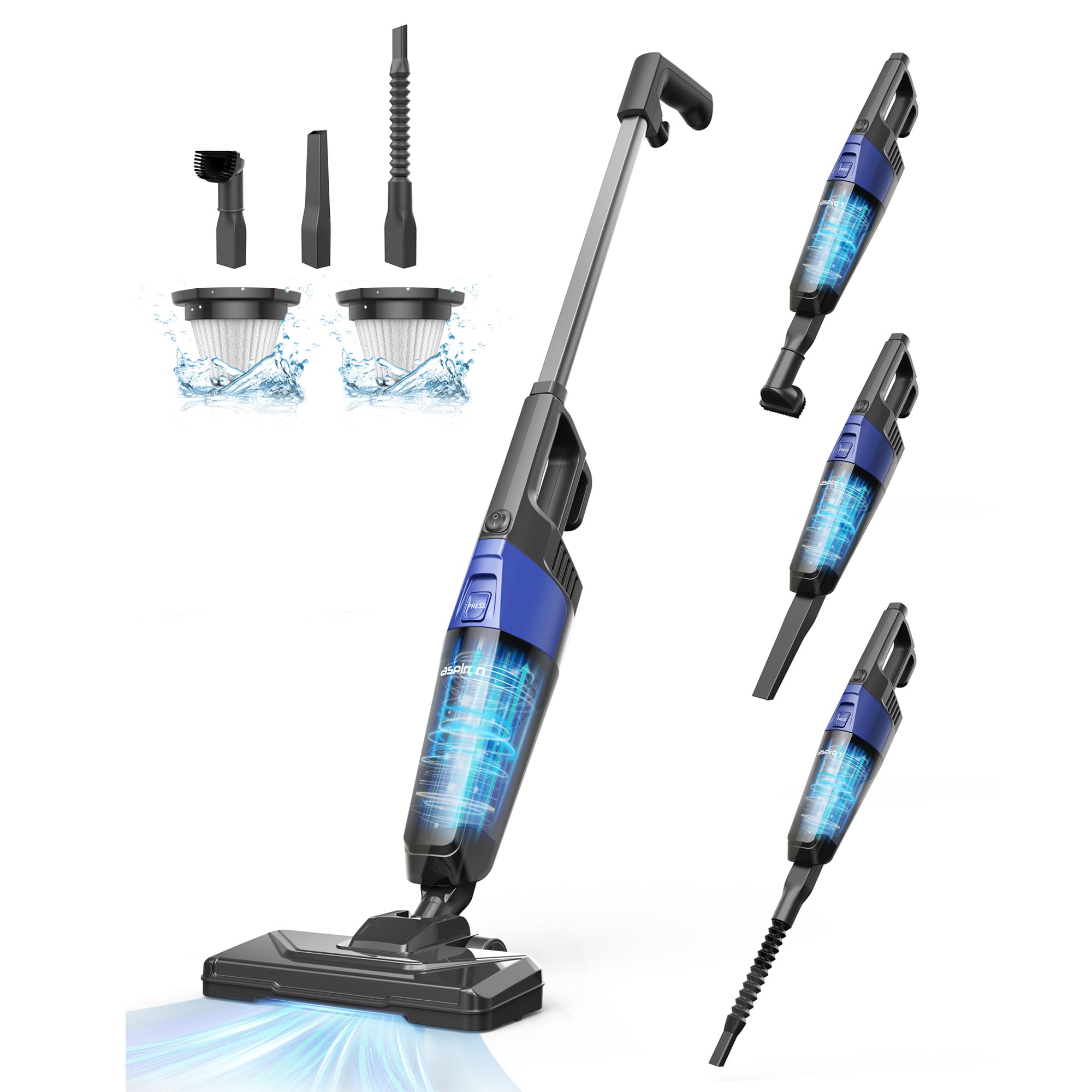 Small Vacuum Cleaner, Aspiron Stick Vacuum Cleaner With 20Kpa Powerful Suction & 0.88Qt Dust Cup And 16Ft Power Cord, 5 In 1 Han