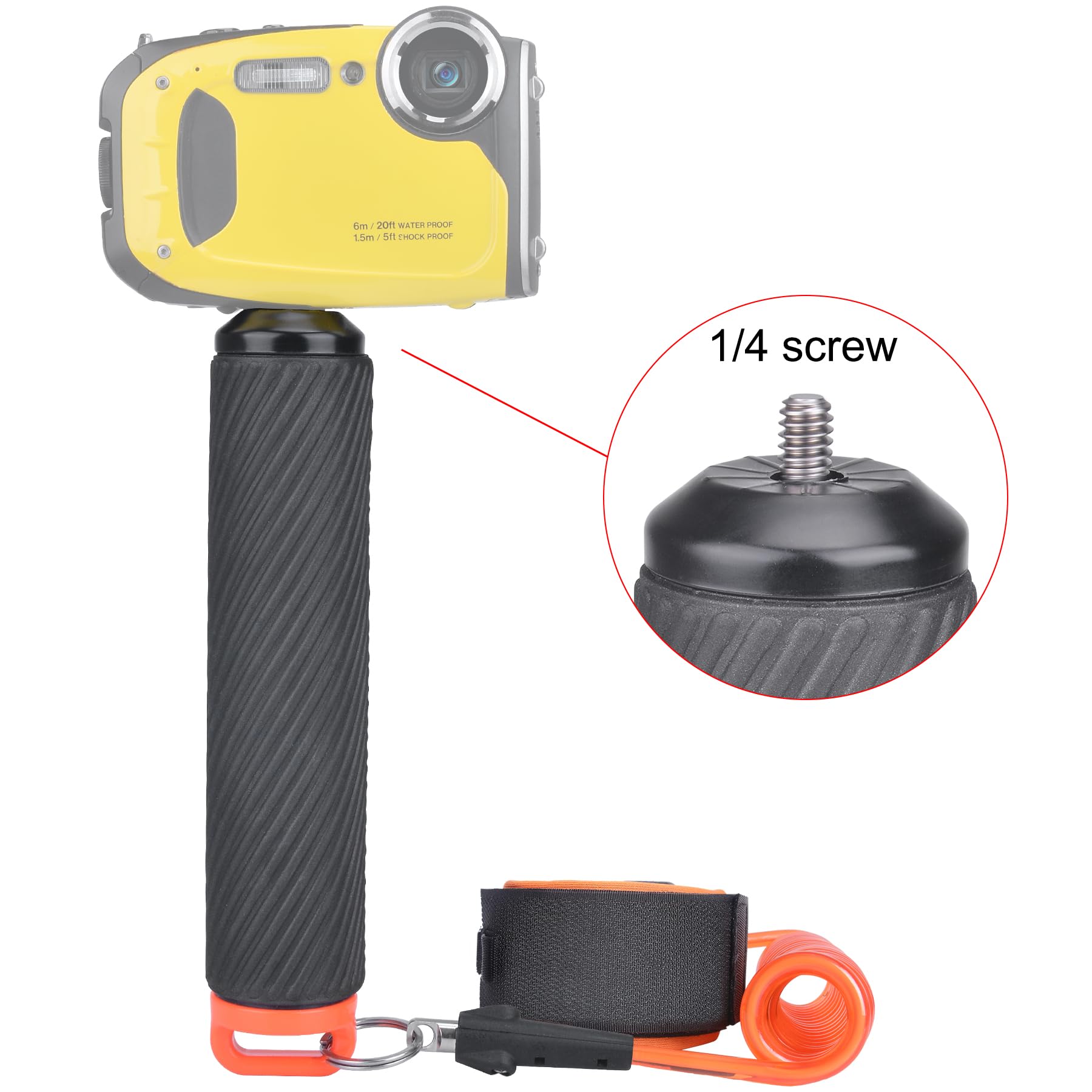 Action Camera Non Slip Handler Floating Hand Grip Holder Mount + Steel Cored Safety Wrist Strap For Gopro Sony Insta360 Olympus