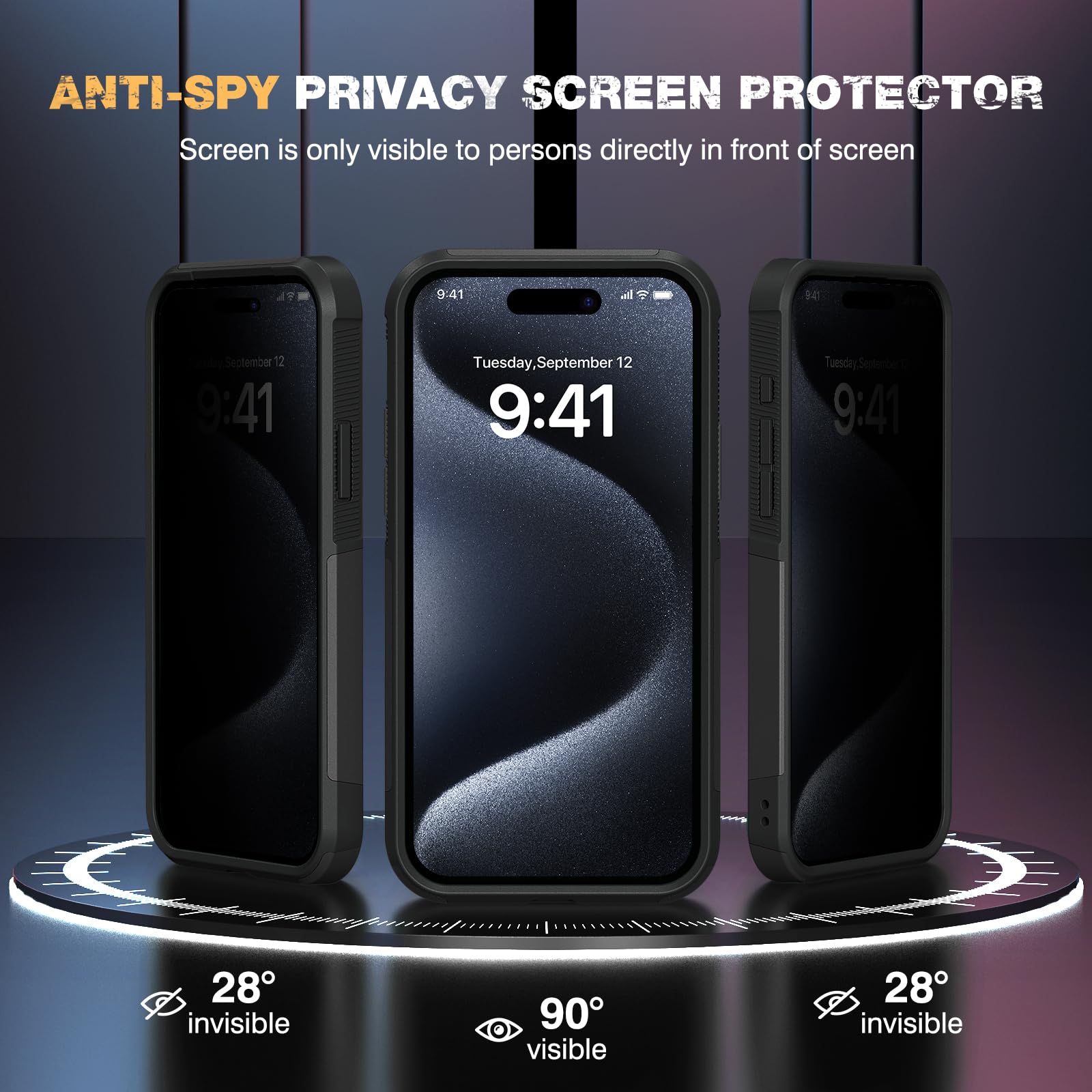 Diaclara Magnetic For Iphone 15 Pro Max Case, [With Privacy Screen Protector] [Anti Spy] [Military Grade Drop Protection] Heavy