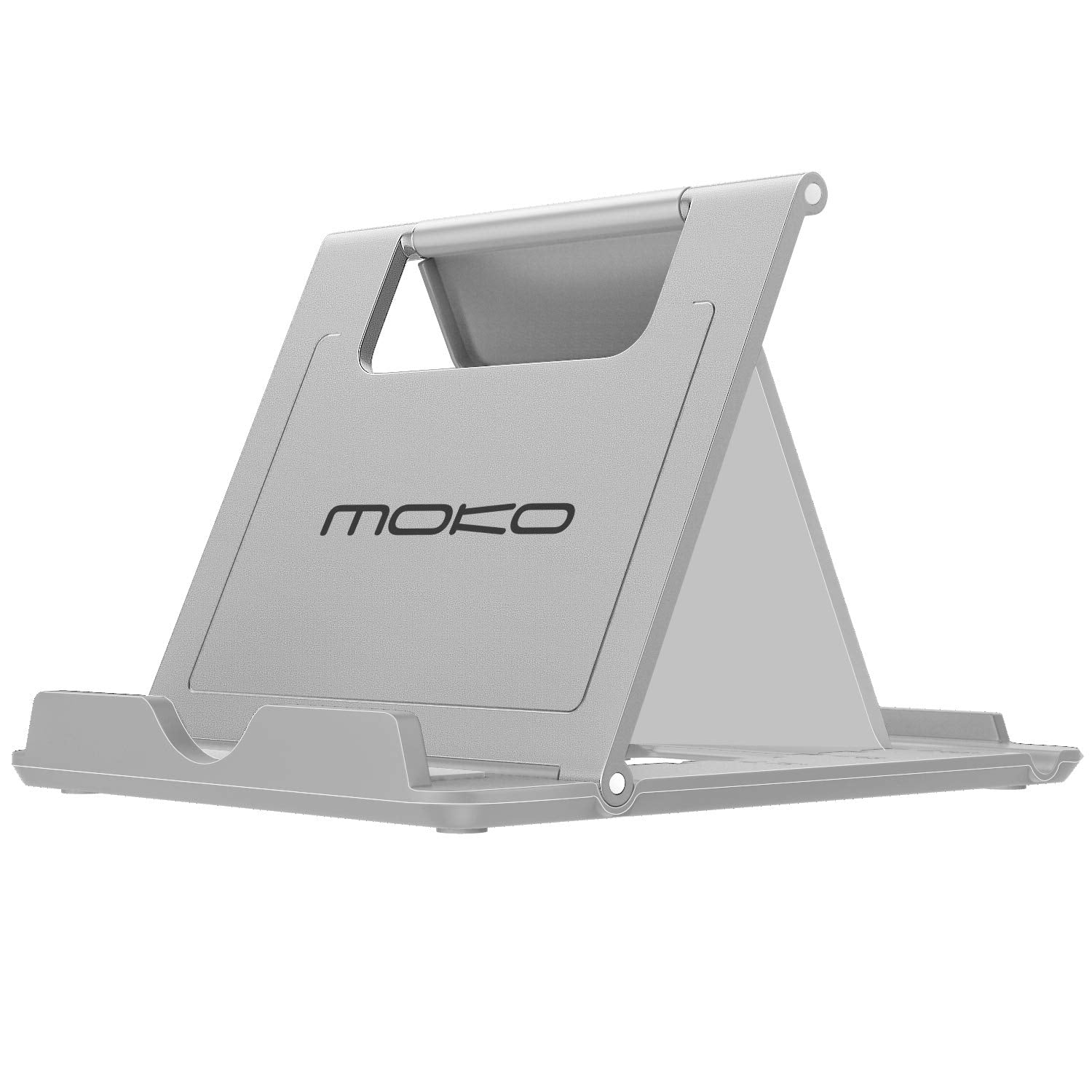 MoKo Phone/Tablet Stand, Foldable Tablet Holder Compatible with iPhone 16/Pro/Pro Max/Plus, iPhone 15/Pro/Pro Max/Plus, iPhone 14/Pro/Pro Max/Plus, iPhone 13/Pro/Pro Max/Plus, Gray