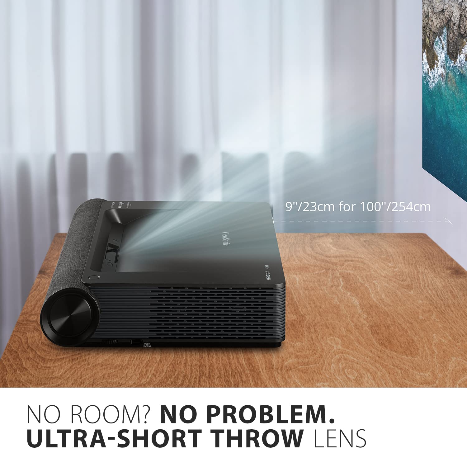 Viewsonic X2000B-4K Ultra Short Throw 4K Uhd Laser Projector With 2000 Lumens, Wi-Fi Connectivity, Cinematic Colors, Dolby And D