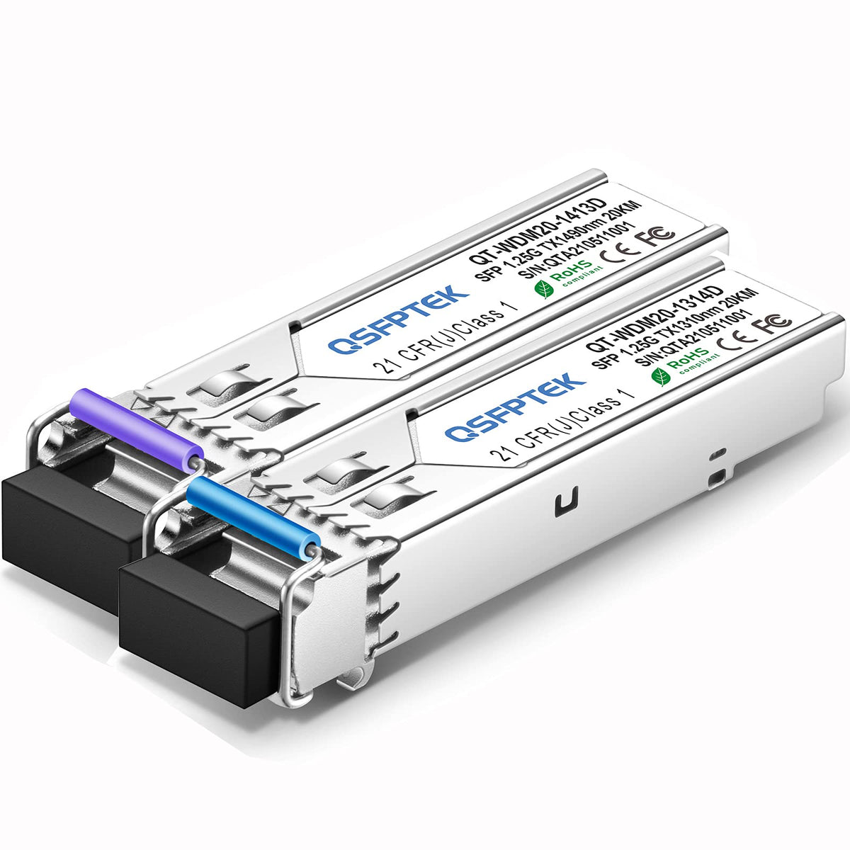 Qsfptek 1.25G Bidi Sfp Module, 1000Base Bx D Bidi Wdm Transceiver, Tx1490 / Rx1310Nm Ddm Lc Wdm Transceiver Optical Fiber Transc