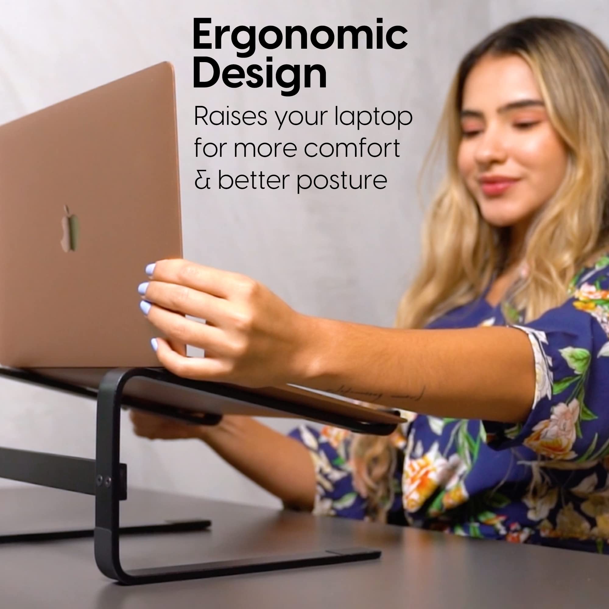 Talk Works Ergonomic Laptop Stand For Desk   Universal Compatibility Computer Monitor Riser Stand Pedestal For Desktop W/ Padded
