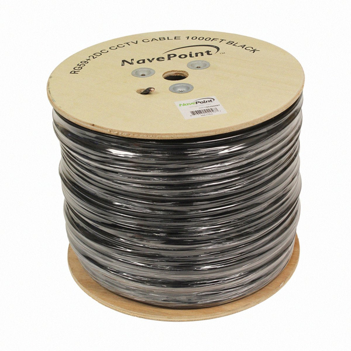 Navepoint 1000Ft Rg59 Siamese Cctv Combo Coaxial Rg59 20 Awg Video + 18/2 18 Awg Power Bulk Wire Security Camera Video Cable Bla