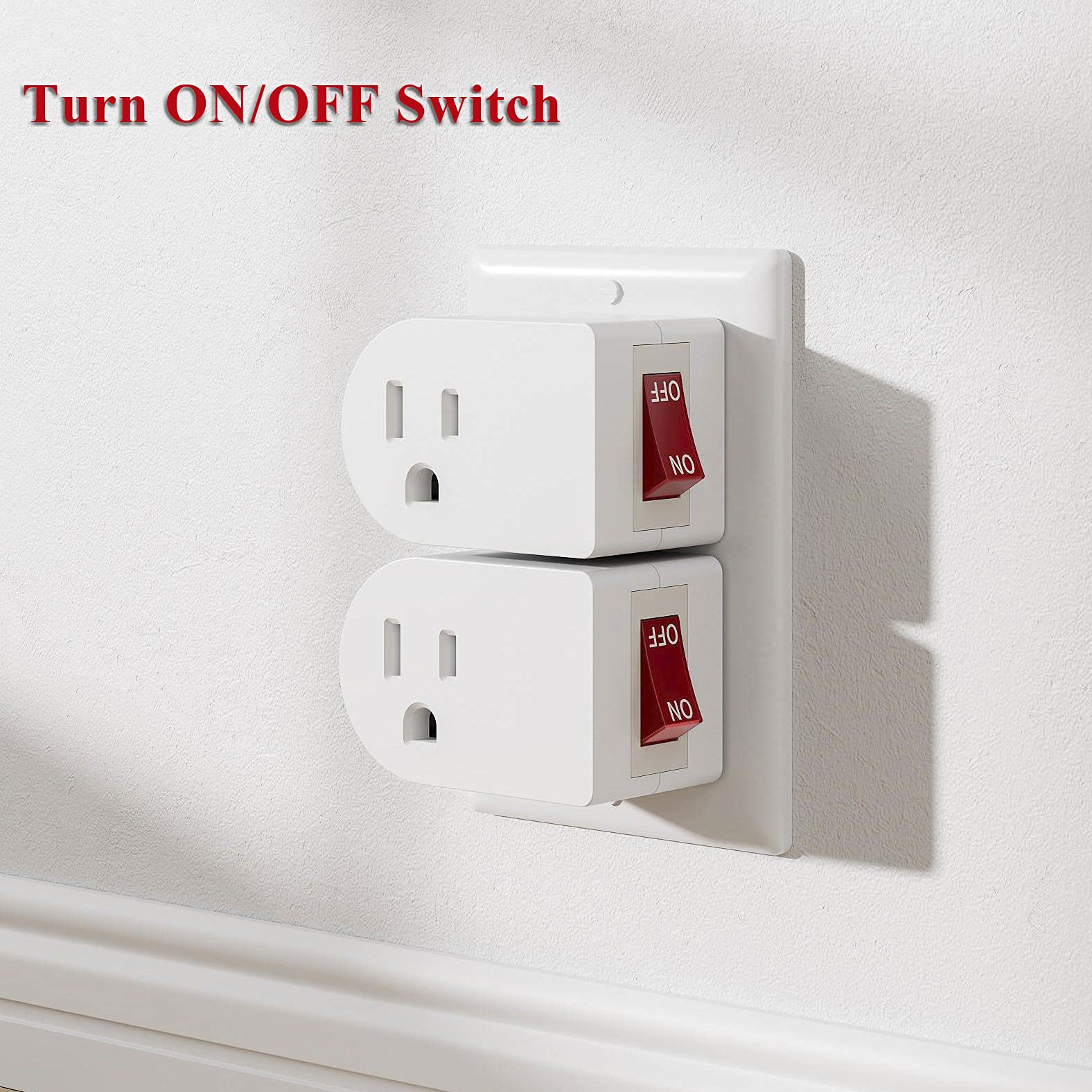Oviitech 3 Pack Grounded Outlet Wall Tap Adapter With On/Off Power Switch