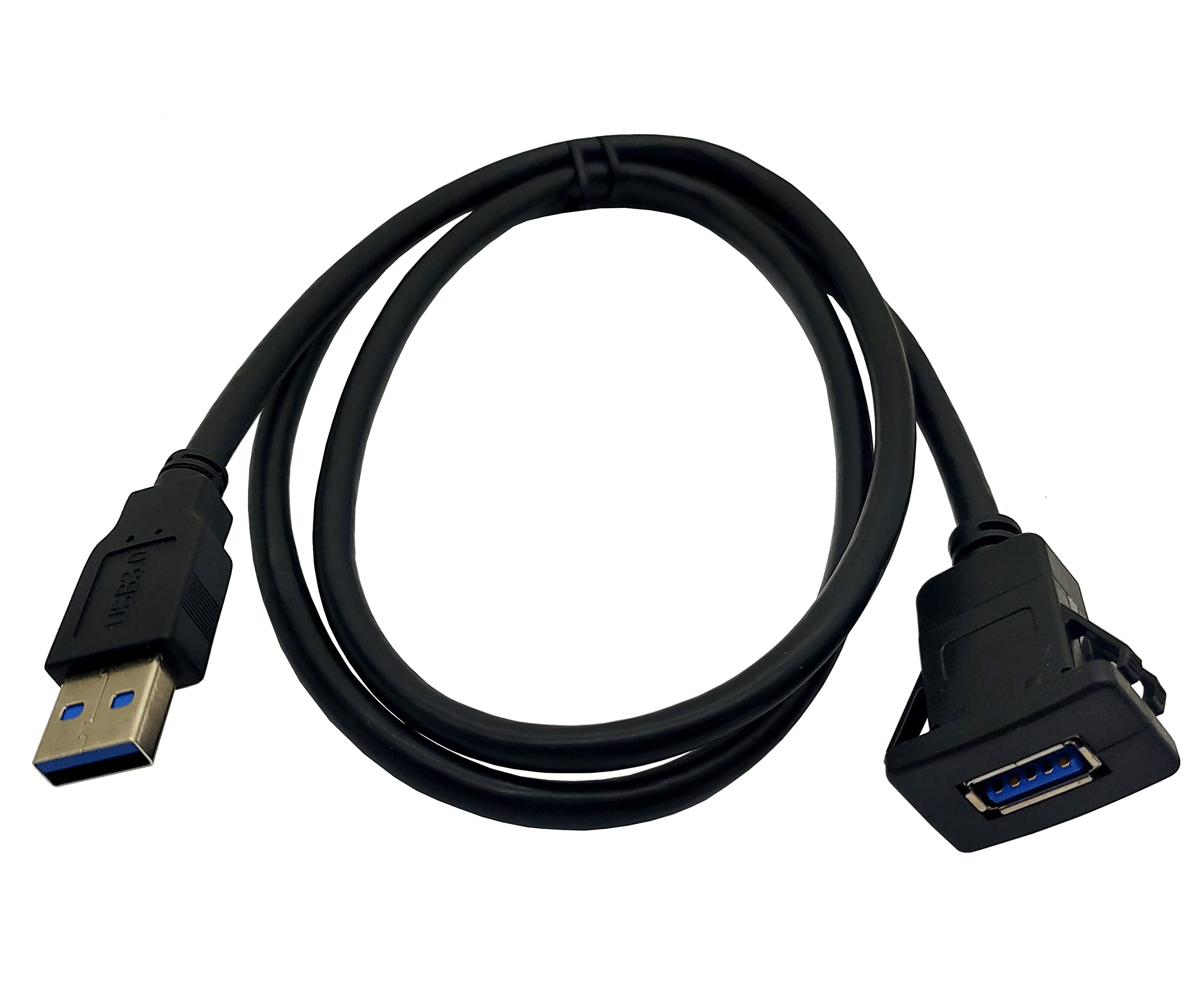 Qaoquda Square Usb 3.0 Flush Mount Cable, Usb 3.0 Male To Female Flush Panel Mount Extension Cable For Car, Boat And Motorcycle