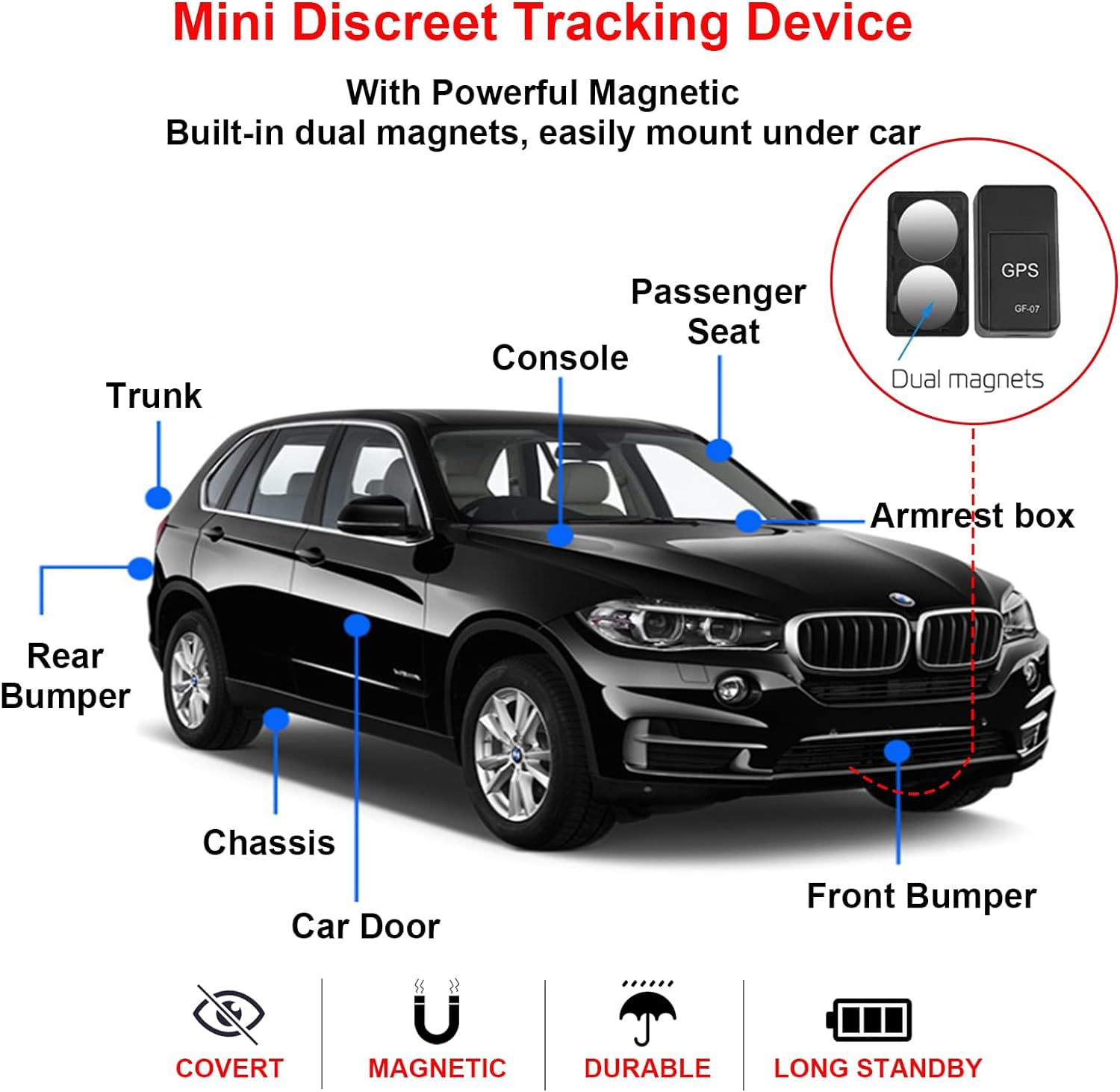Gps Tracker For Vehicles, Mini Portable Real Time Magnetic Gps Tracking Device, Full Global Coverage Location Tracker For Car, K