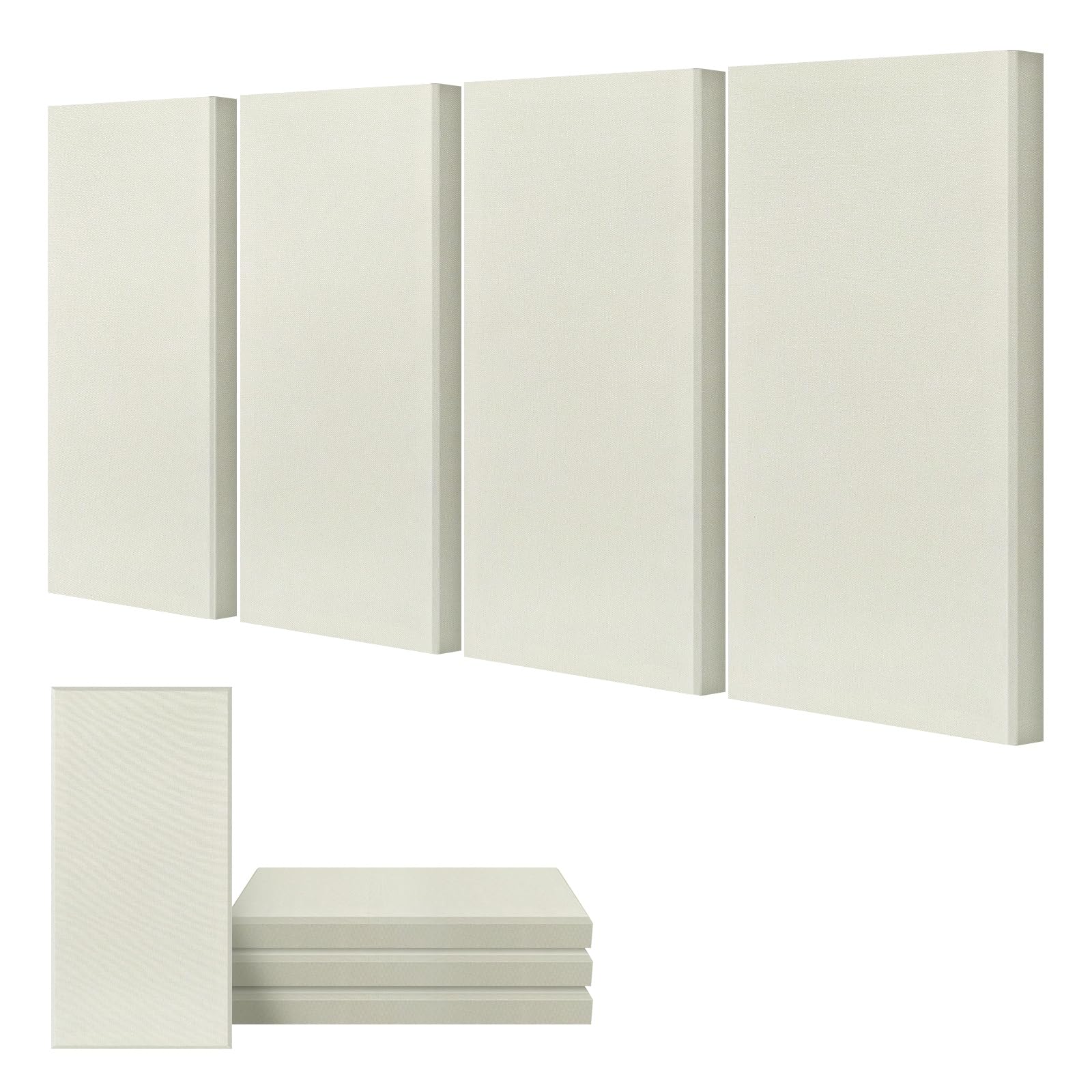 Umiacoustics 4 Pcs Acoustic Wall Panels, 2 Thick 23.6'' X 11.8'' Fiberglass Recording Studio Acoustical Treatments Panels, Self 