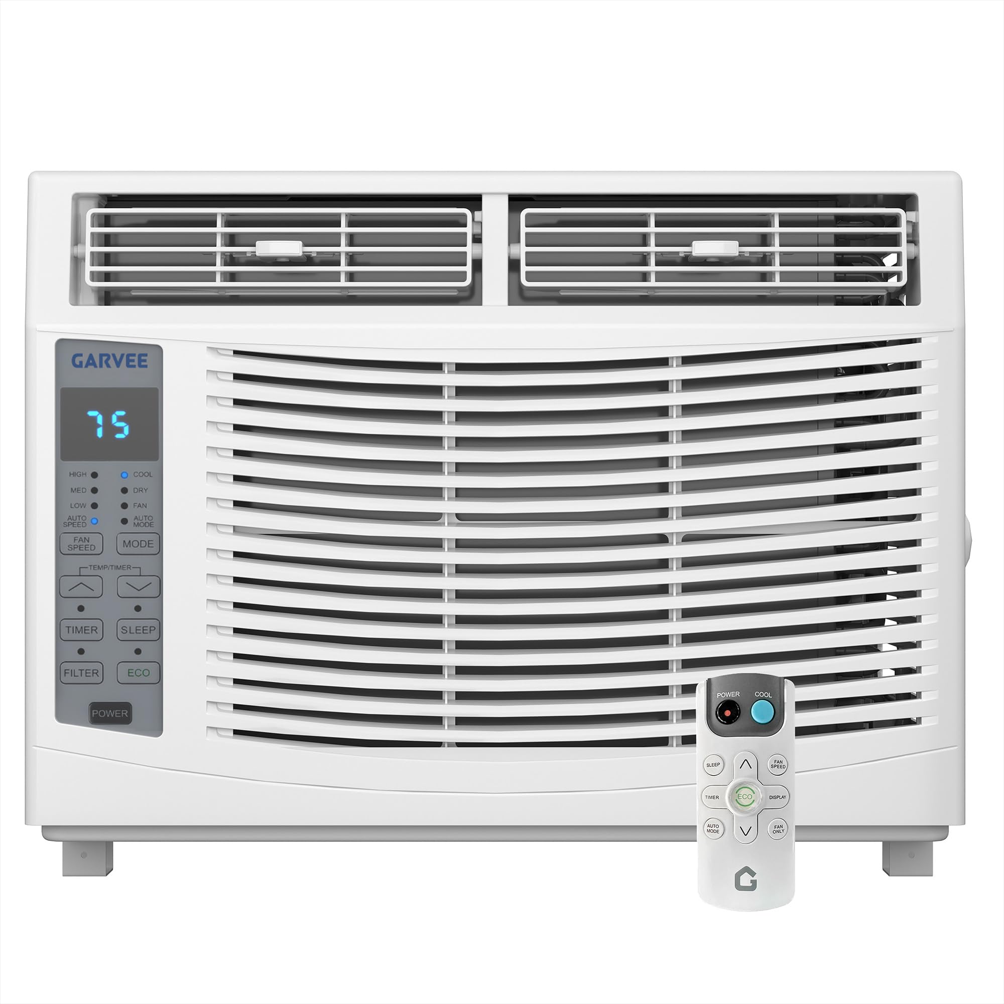 Garvee 6000 BTU Window AC Unit with Remote Control, Cools Rooms up to 250 Sq Ft, 3 Cooling & Fan Speeds Quiet Operation, Digital
