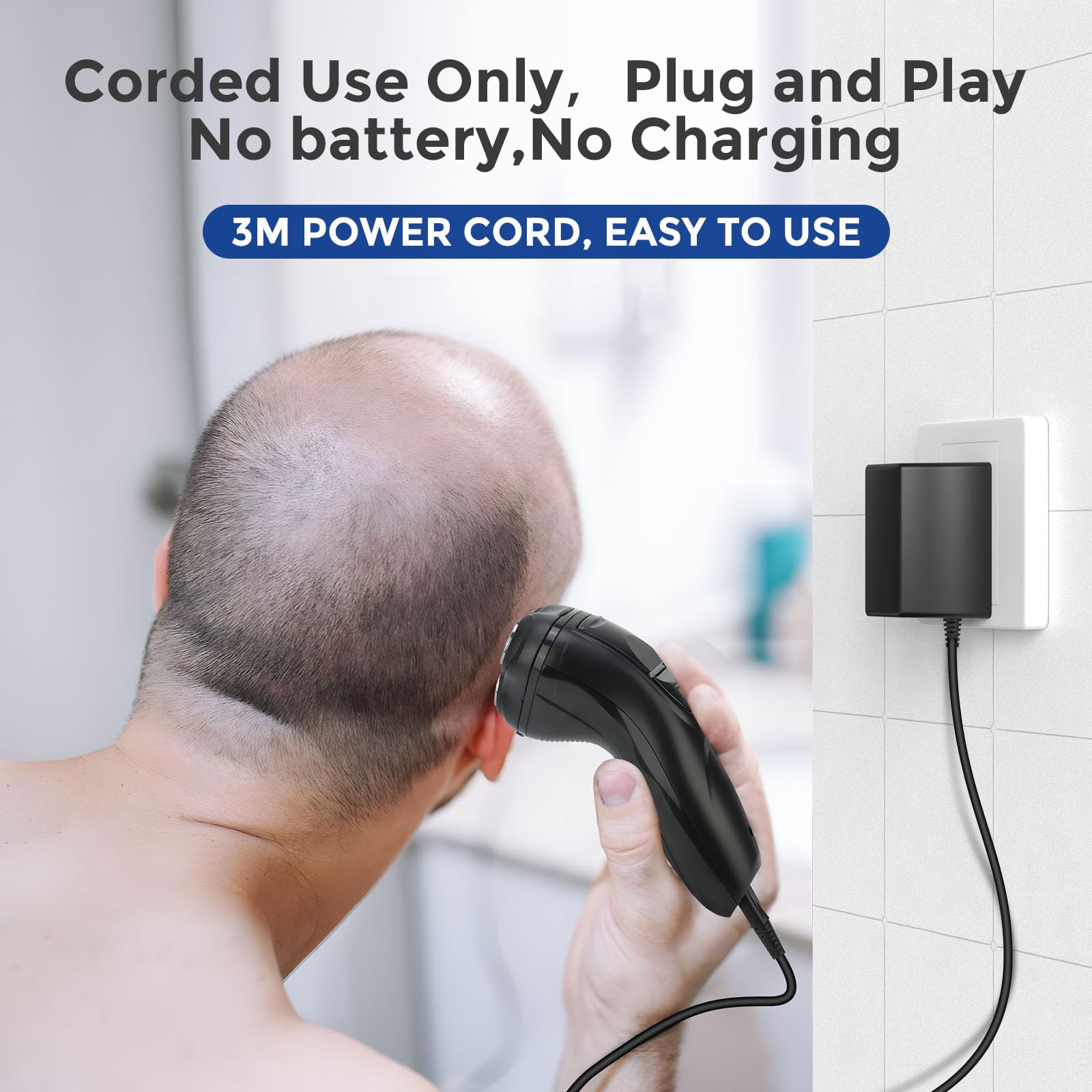 Bluefire Head Shaver For Bald Men, Corded 3D Electric Rotary Shavers With Pop Up Trimmer,Bald Head Close Shaver For Men, Rotary