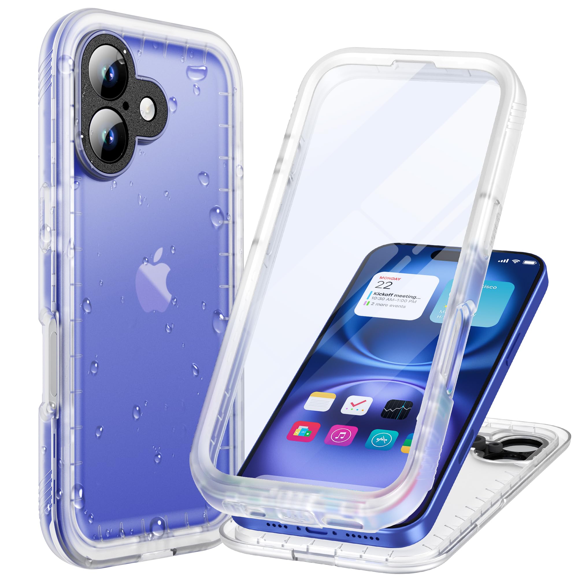 Cozycase for iPhone 16 Case Waterproof - 360 Heavy Duty with Screen/Camera Protector Shockproof IP68 Underwater Dustproof Water 