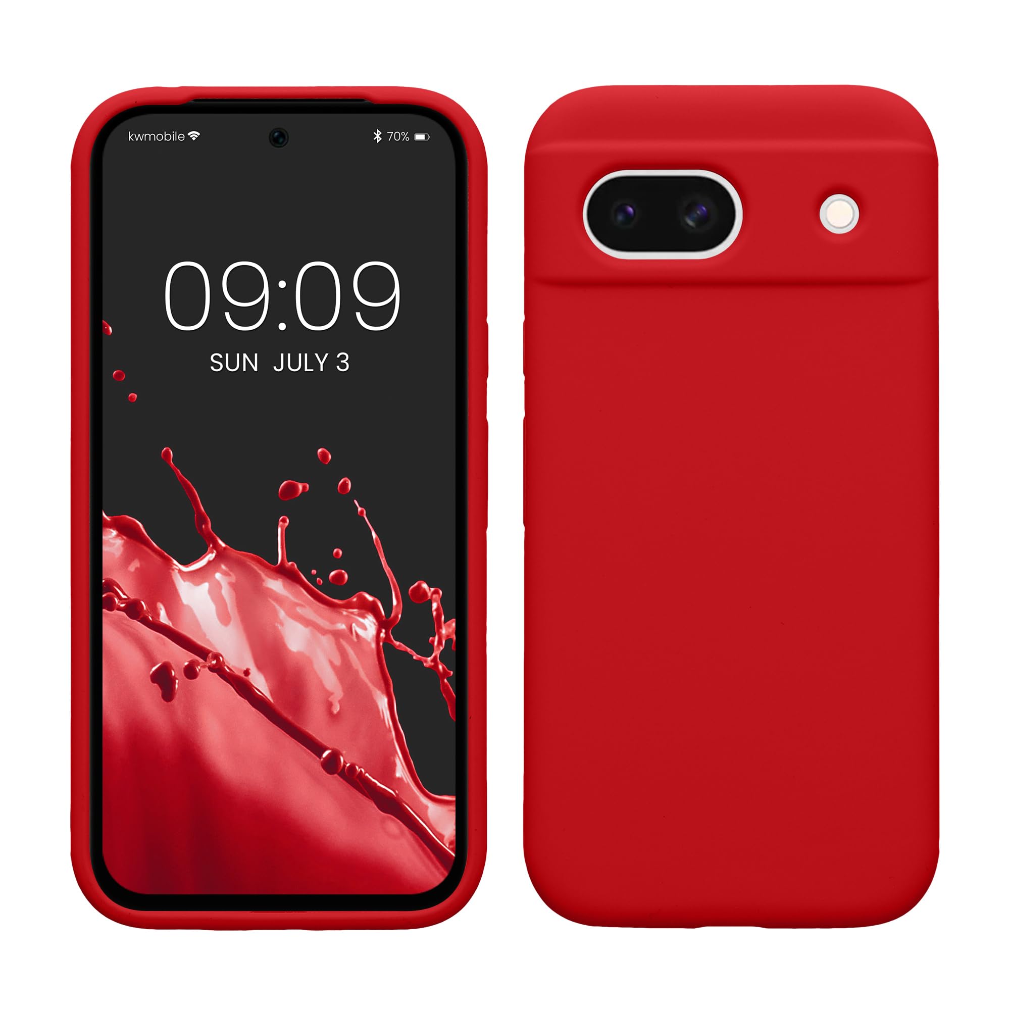 kwmobile Case Compatible with Google Pixel 8a Case - TPU Silicone Phone Cover with Soft Finish - Sweet Cherry