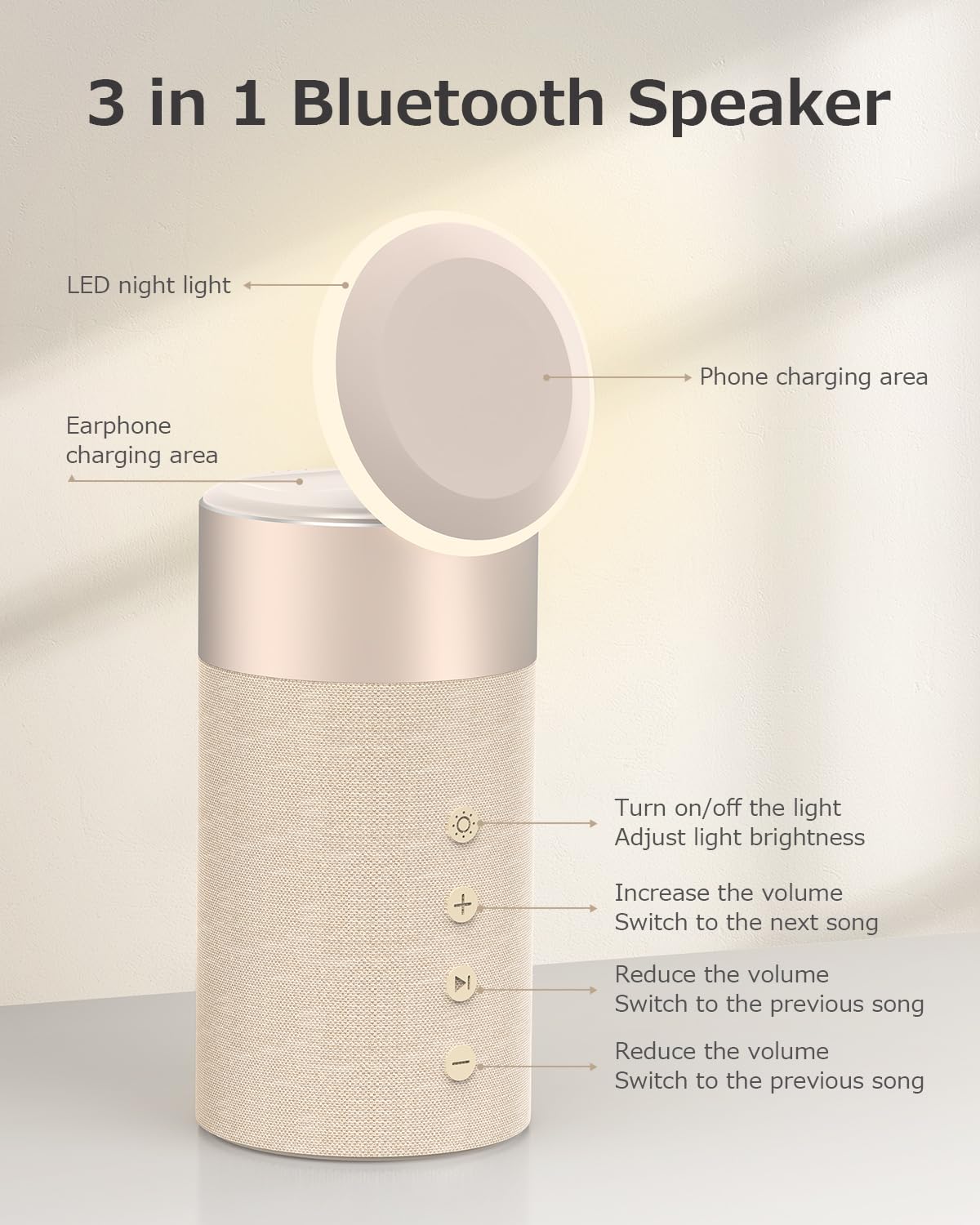 Colsur Bluetooth Speaker, Magnetic Wireless Charger, Bluetooth Speakers With Night Light, 2 In 1 Wireless Charging Station For Iphone 16/15/14/13/12 Series, Airpods Pro/3/2(Gift Ideal)