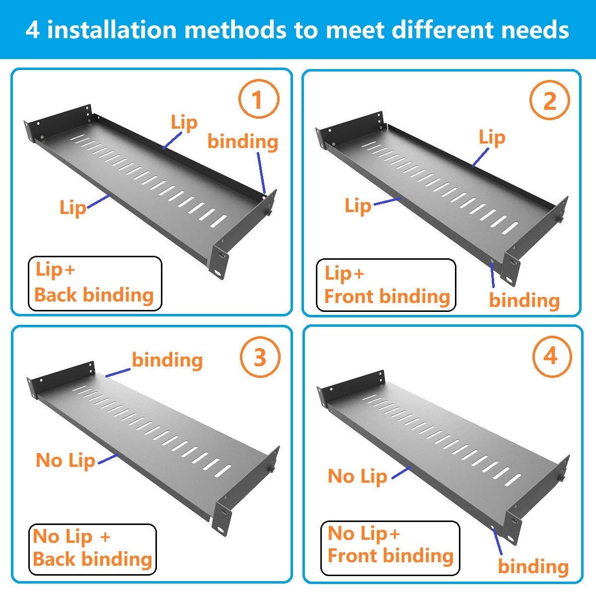 Jingchengmei 2 Pack Of 1U Vented Cantilever Server Rack Mount Shelf 6'' (154Mm) Deep For 19'' Network Cabinet Or Equipment Rack,
