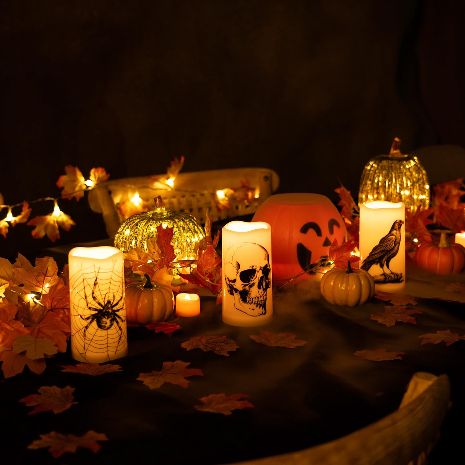 Homemory Halloween Candles, Color Changing Flameless Candles, Battery Opeated Candles, Outdoor Waterproof Plastic Candles With R