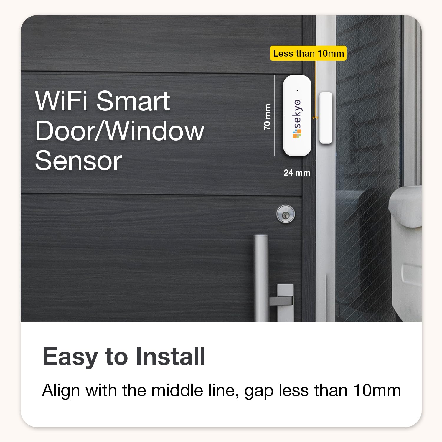 (2 Qty) Smart Wifi Door & Window Sensor For Home| No Hub Required | Free App Alert, Works With Tuya Smart Life Devices, Compatib