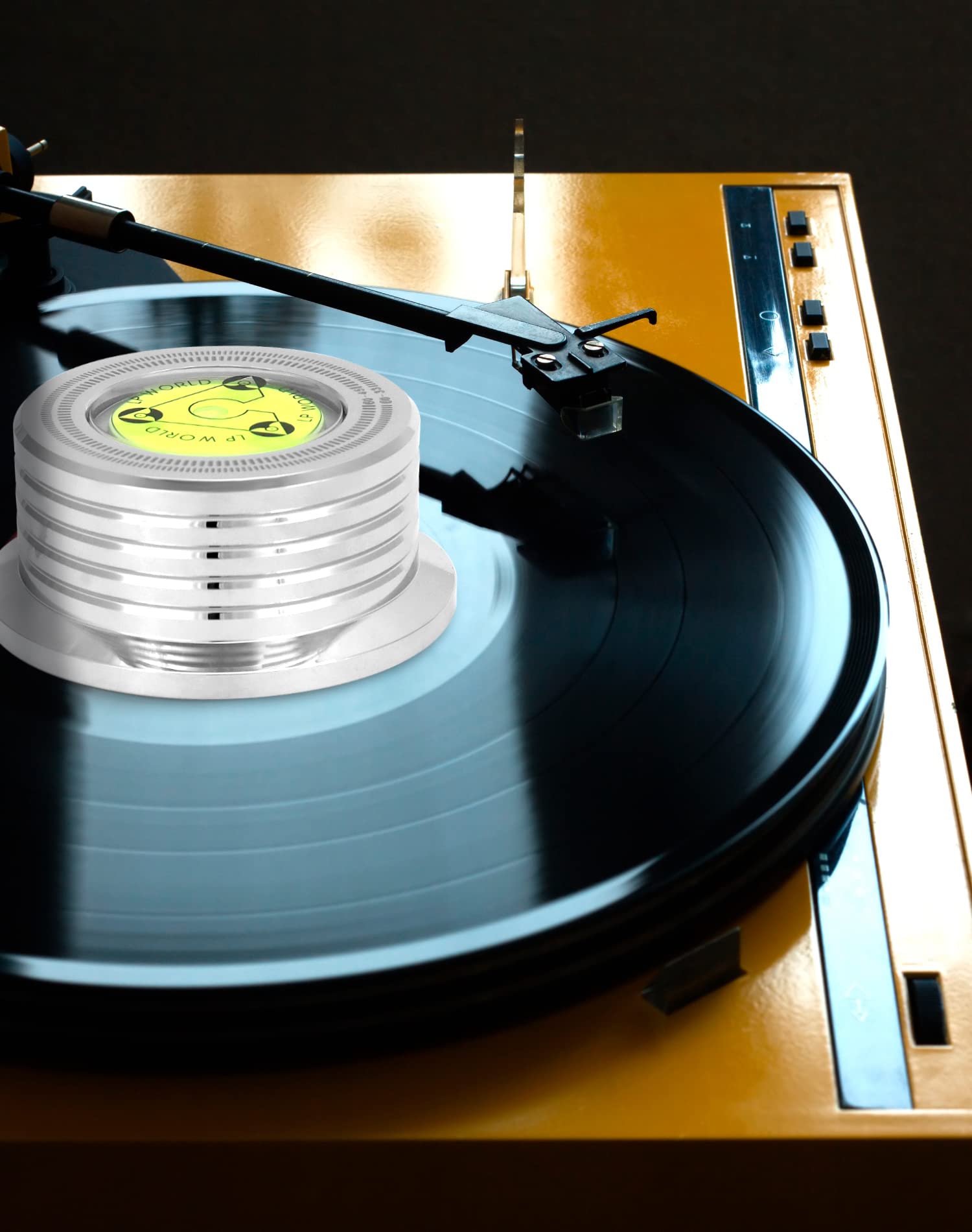 Qwork Record Weight Phono Lp Disc Stabilizer, 60Hz Record Weight Stabilizer, With Bubble Leveling (60Hz, Silver)