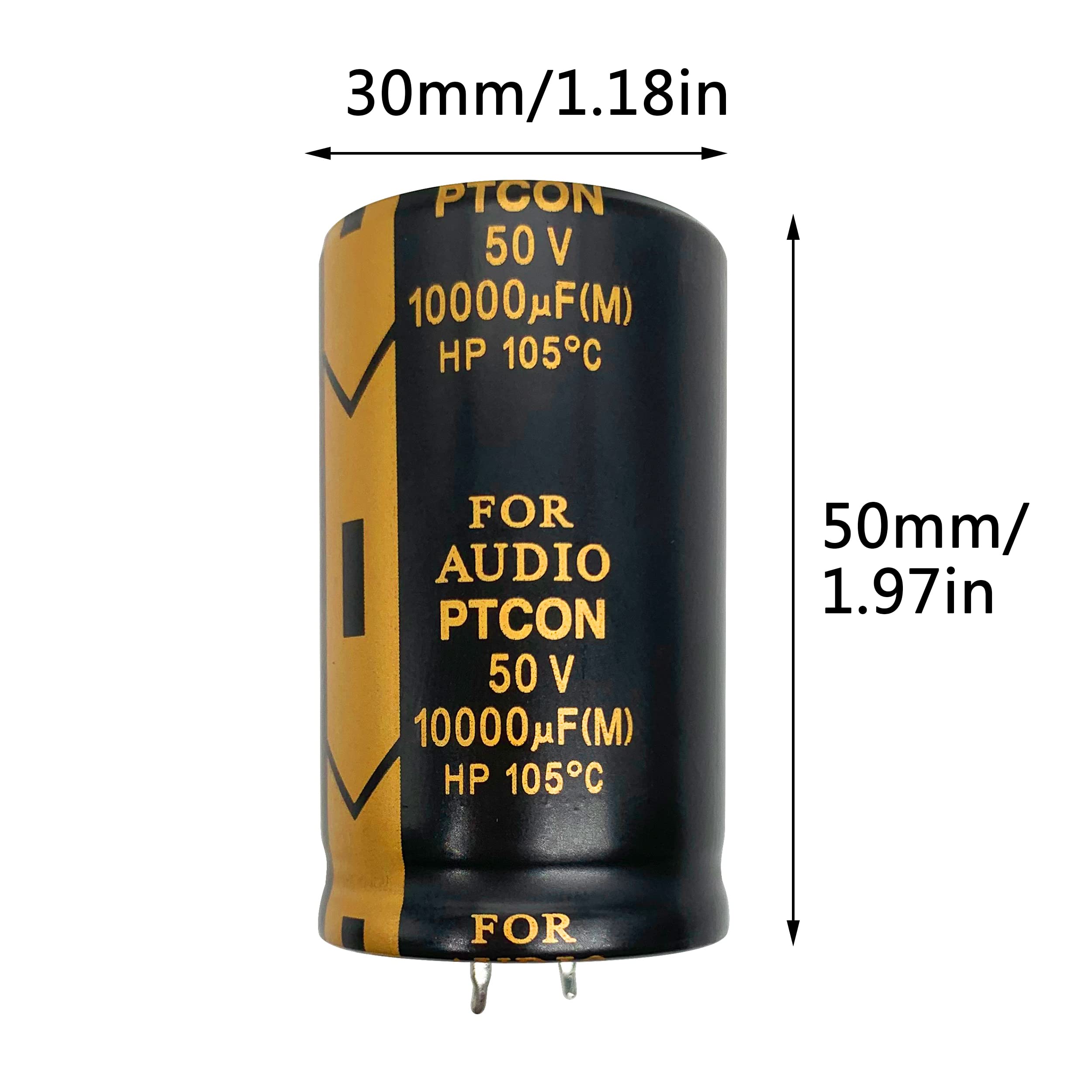 Cermant 2Pcs 50V 10000Uf Snap In Electrolytic Capacitor 30X50Mm(1.18X1.96In) Power Amplifier Filter Audio Electrolytic Capacitor