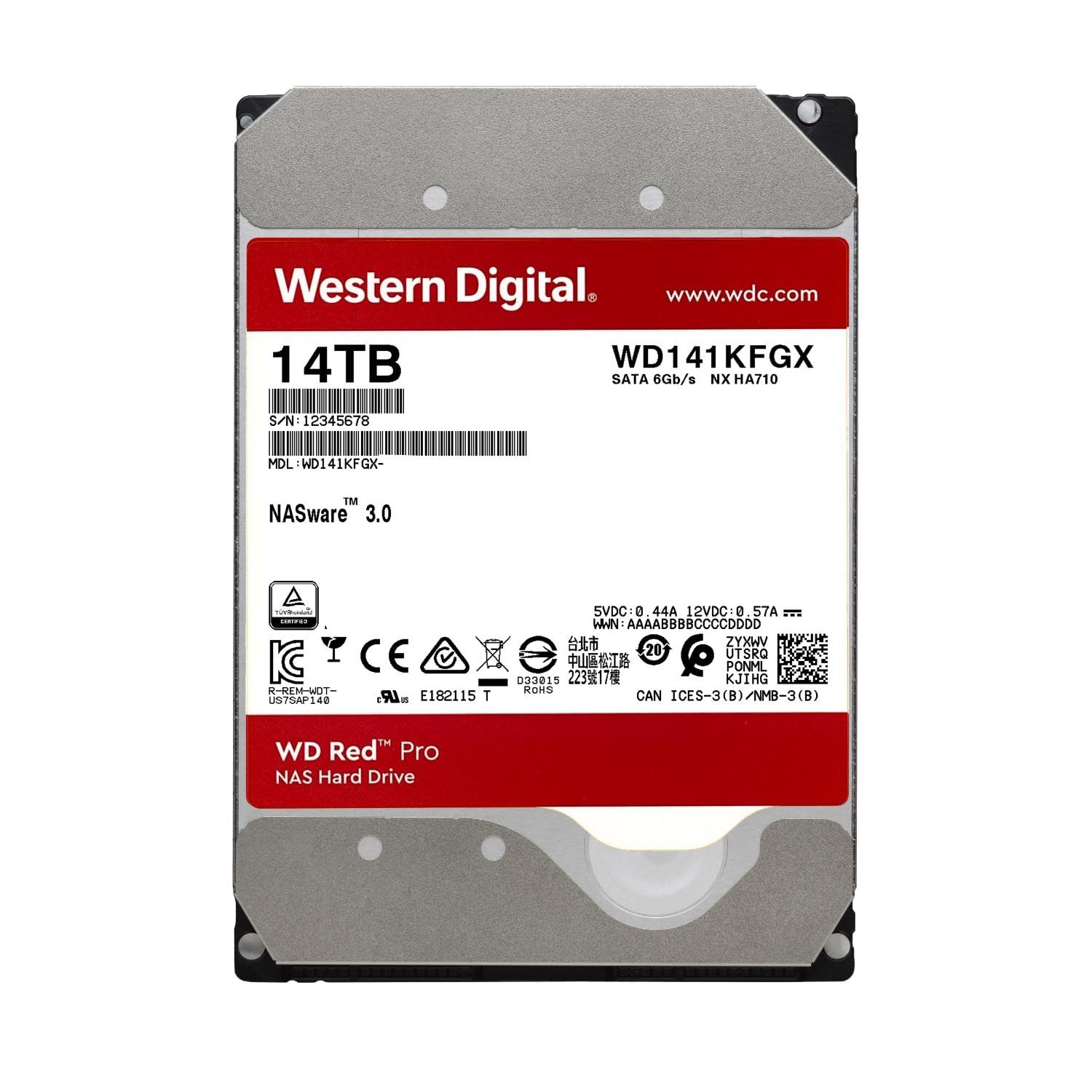 Western Digital 14Tb Wd Red Pro Nas Internal Hard Drive Hdd - 7200 Rpm, Sata 6 Gb/S, Cmr, 512 Mb Cache, 3.5 - Wd141Kfgx