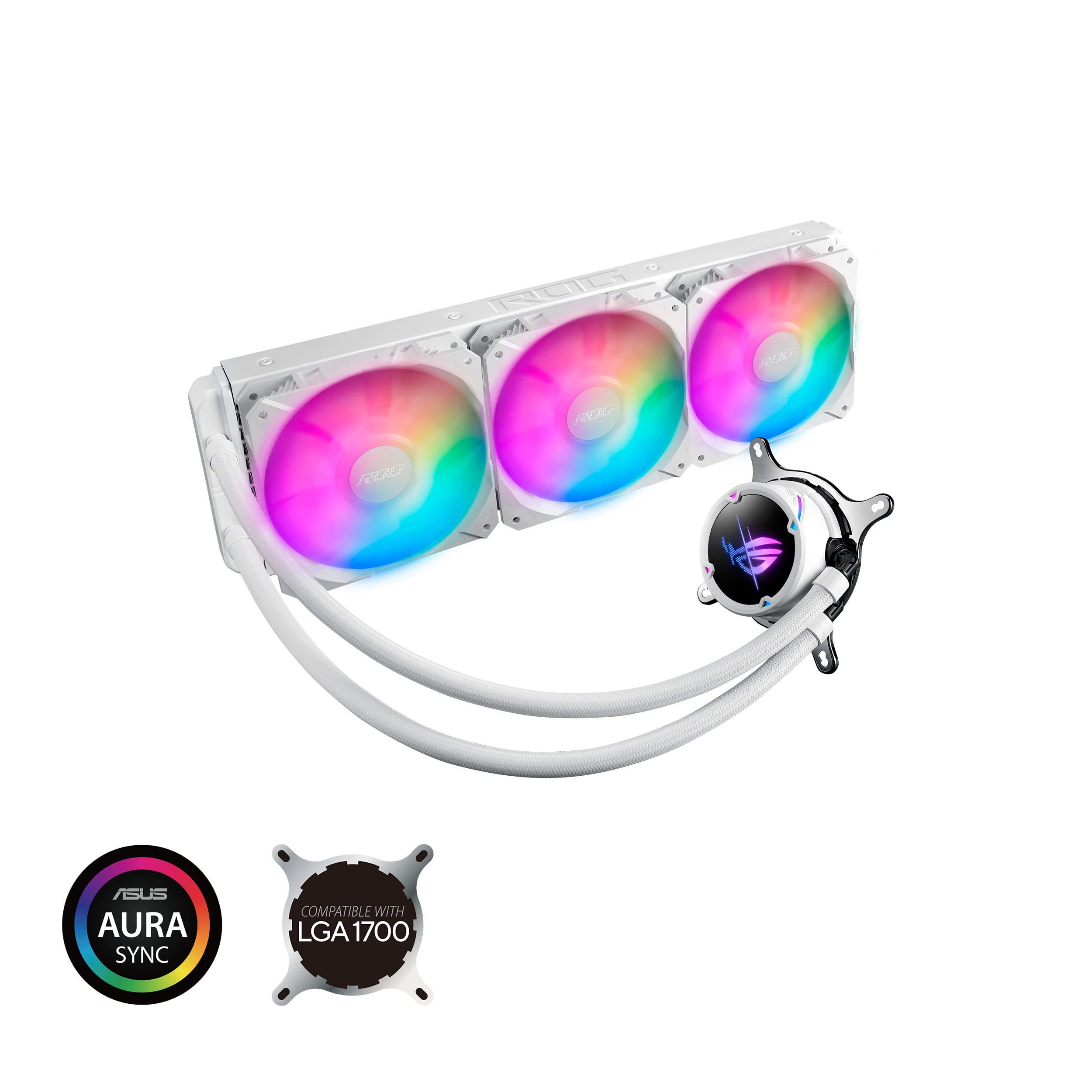 Asus Rog Strix Lc Ii 360 Argb White Edition All In One Aio Liquid Cpu Cooler 360Mm Radiator, Intel Lga1700, 115X/2066 And Amd Am