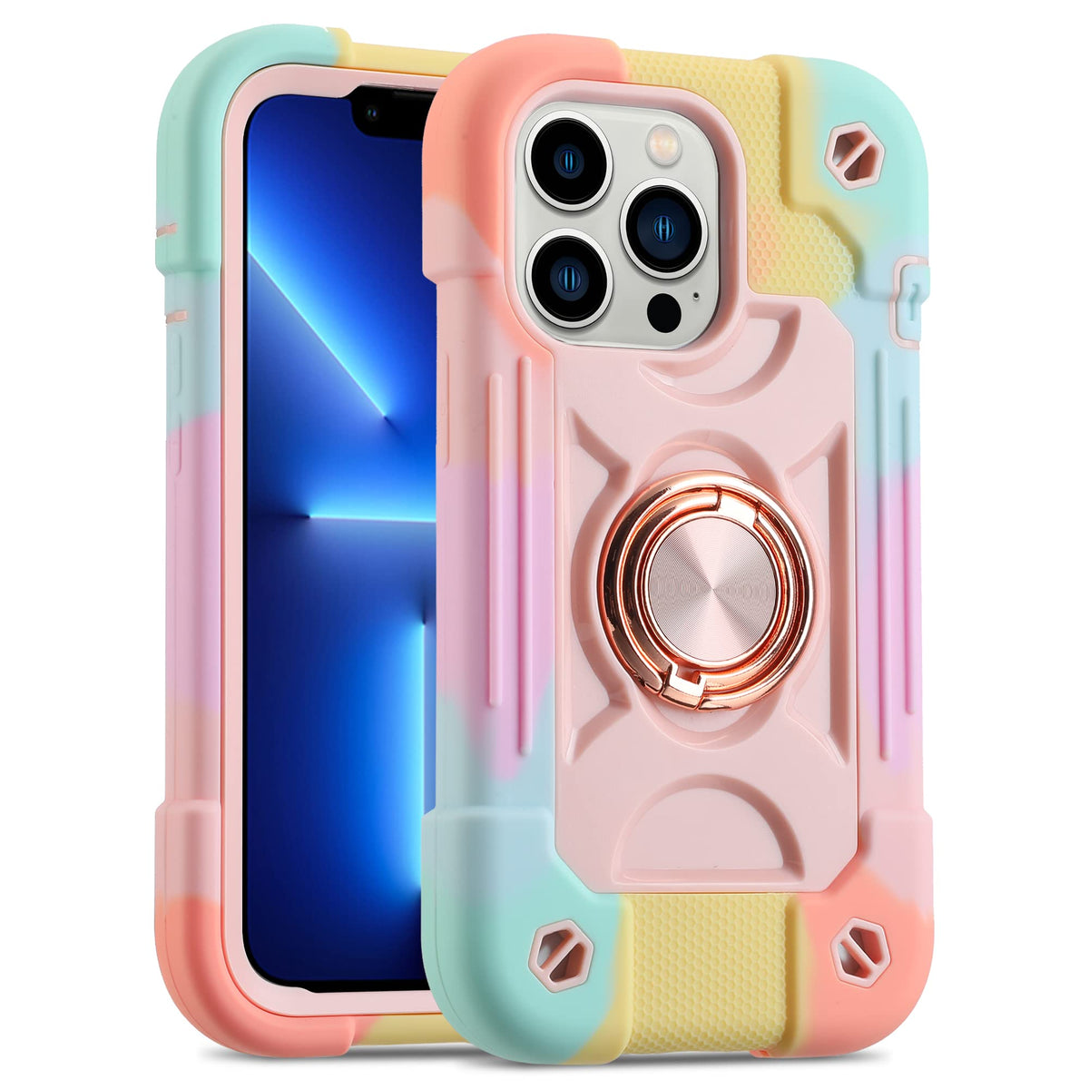 Markill Compatible With Iphone 13 Pro Max Case 67 Inch With Ring Stand, Heavy Duty Military Grade Shockproof Phone Cover With Ma