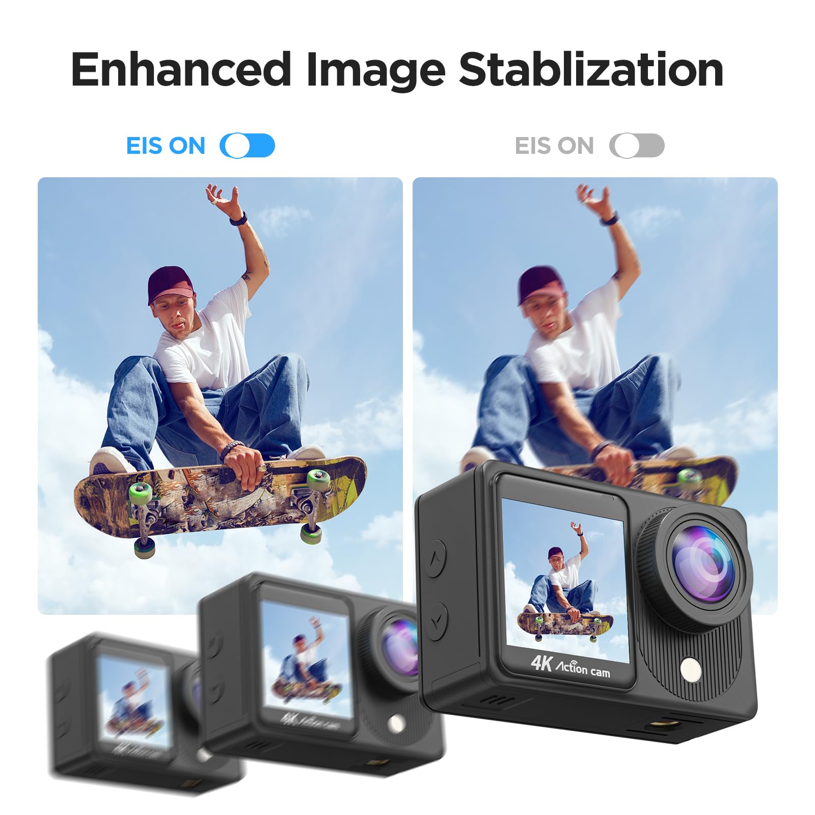 4K30Fps Dual Screen Action Camera, Pre Recording Hd 20Mp Touchscreen Video Camera, 131Ft Waterproof Cameras,2.4G Remote Control