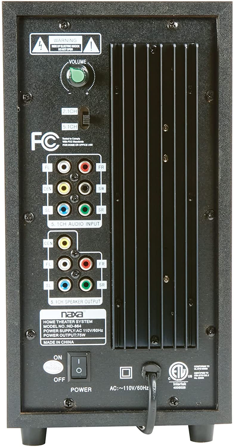 Naxa Nd 864 5.1 Channel High Powered Home Theater Dvd And Karaoke Speaker Surround Sound System, Black