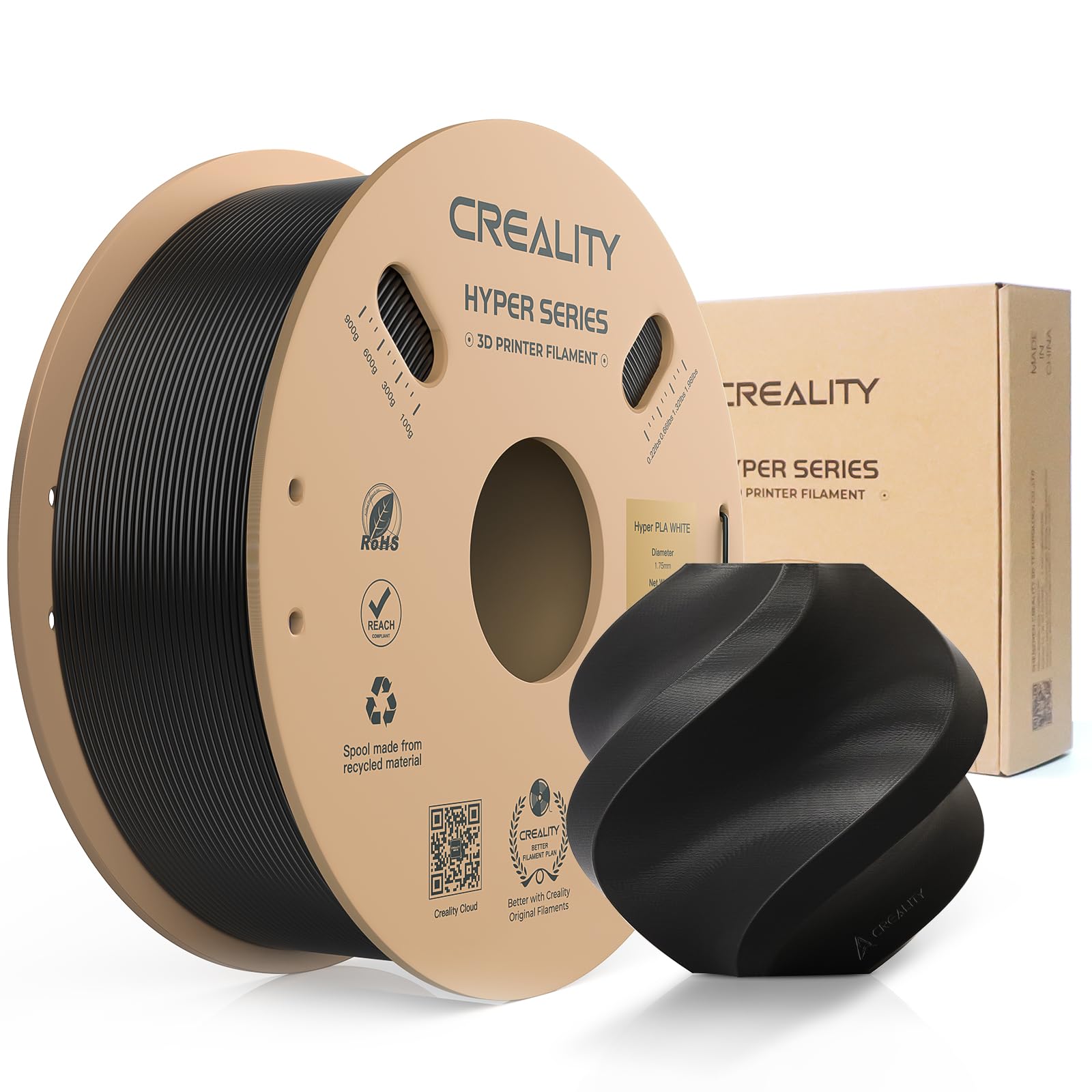 Creality Hyper PLA Filament 1.75mm:30mm/s - 600mm/s Print Range, High Flow Speedy 3D Printer Dimensional Accuracy +/- 0.02 mm, R