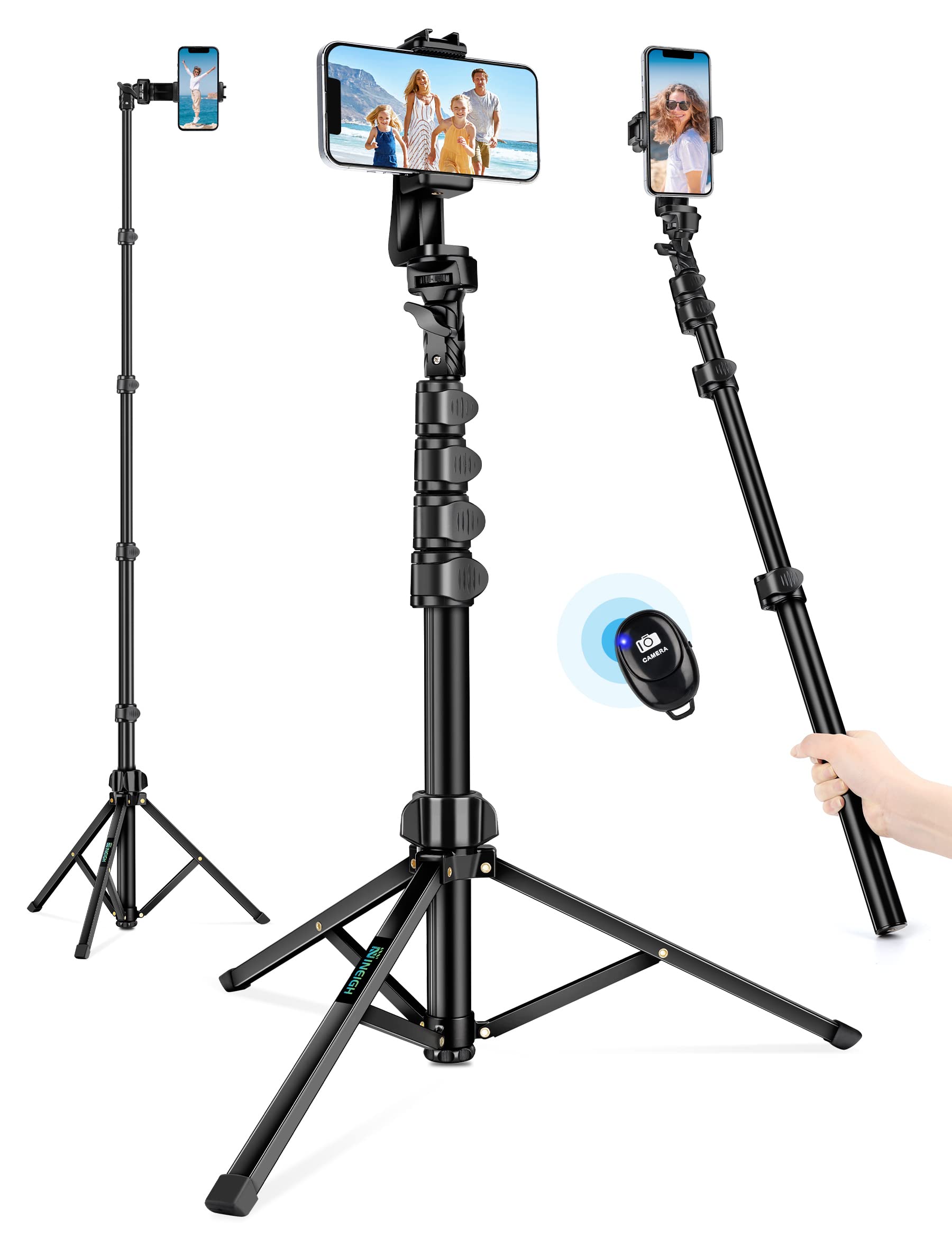 Nineigh 71 Tripod for iPhone, Phone Tripod Selfie Stick with Remote, Cell Phone Tripods & Tall Travel Tripods for Recording Vide