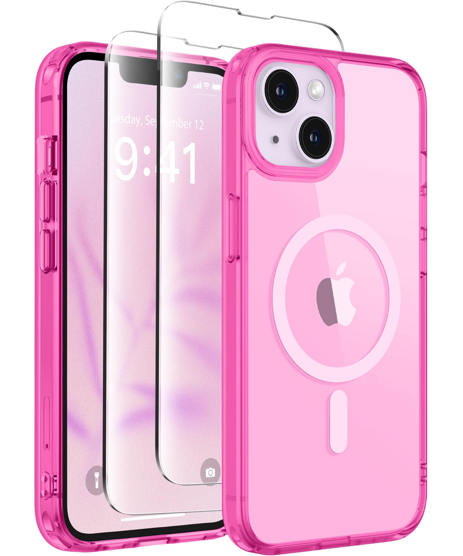 Magnetic For Iphone 14 Case,Compatible With Magsafe,[2 Screen Protector & 2 Camera Cover][Anti Fingerprint][Non Yellowing]Slim S