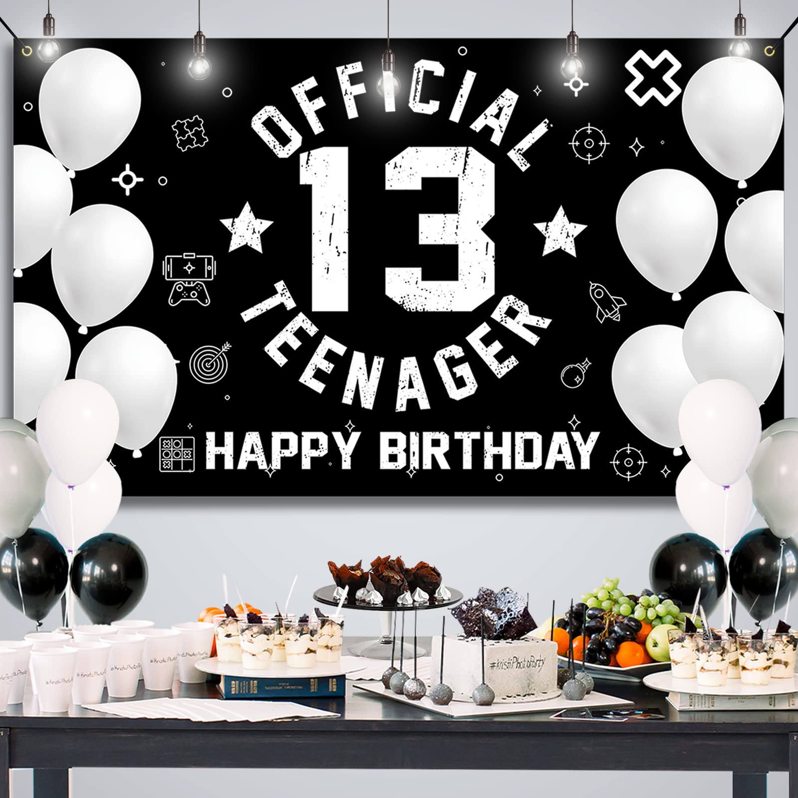 Htdzzi 13Th Birthday Backdrop Banner, Happy 13Th Birthday Decoration For Boys Girls, Official Teenager 13 Birthday Party Yard Si