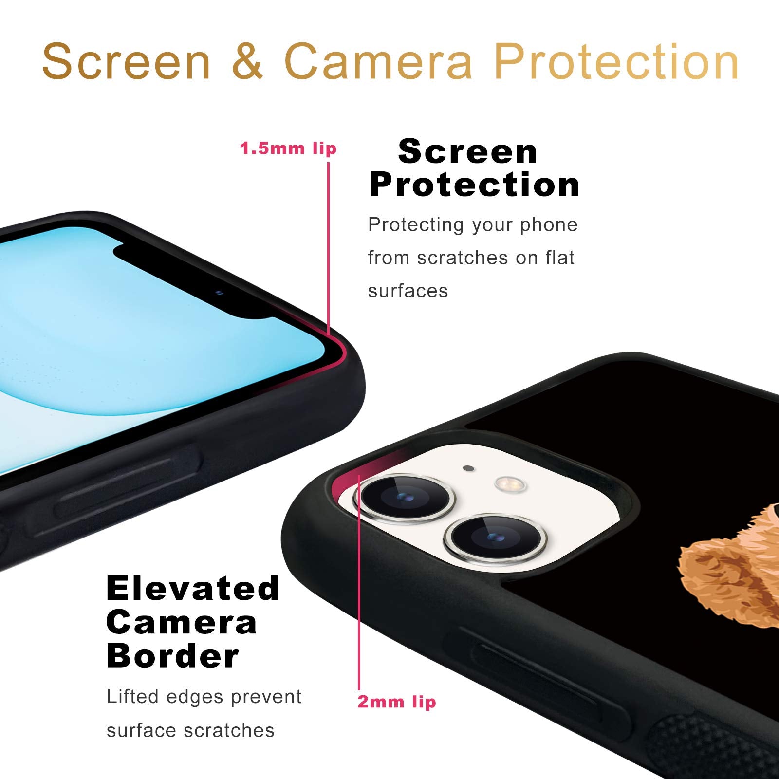 Fanxi Baby Bear Phone Case Compatible With Iphone 11 6.1 Inch   Shockproof Protective Tpu Aluminum Cute Cool Pug Phone Case Desi