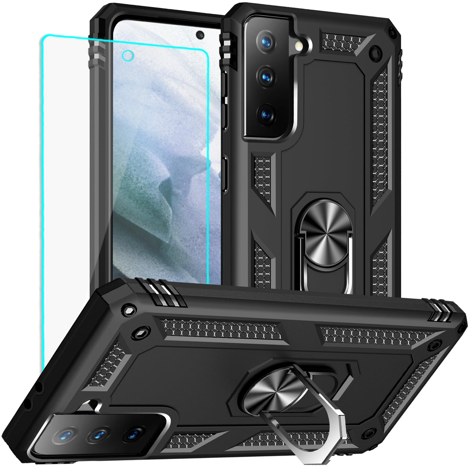 for S21 Plus Case: Samsung Galaxy S21 Plus Case with HD Screen Protector - Military Grade Protective Cases with Ring for Samsung