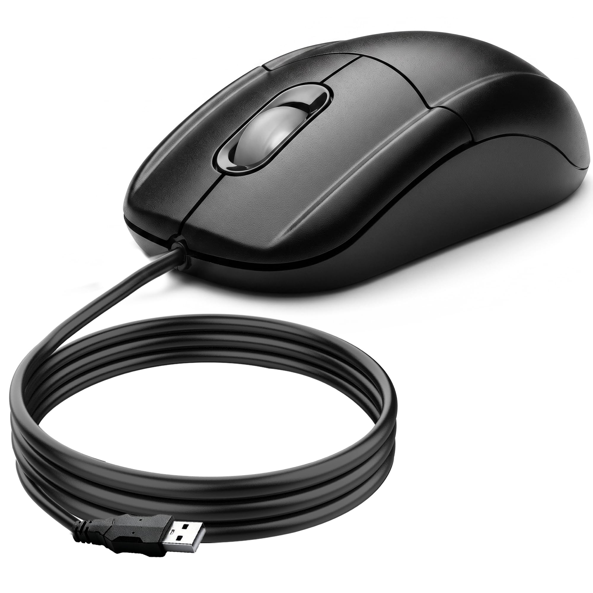 TvvTvvT Wired USB Mouse, 5FT Cable, 1200 DPI, 3Button, Black