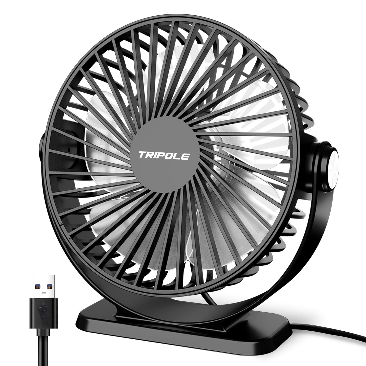 Tripole Small Desk Fan Usb Powered Portable Fan 3 Speeds Strong Airflow Mini Fan 360Rotation Personal Fan 5.1 Inch Table Fan For